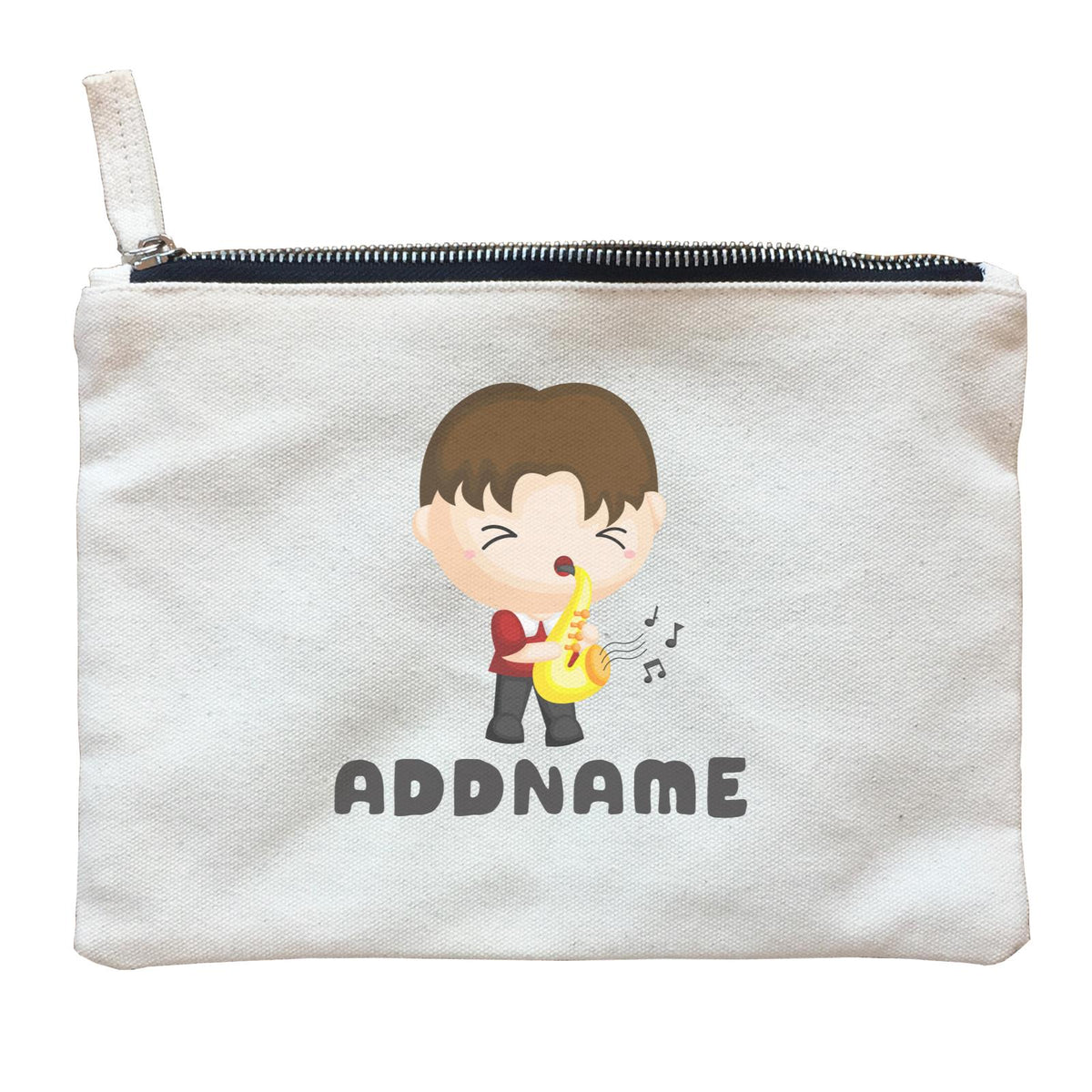 Birthday Music Band Boy Playing Saxophone Addname Zipper Pouch