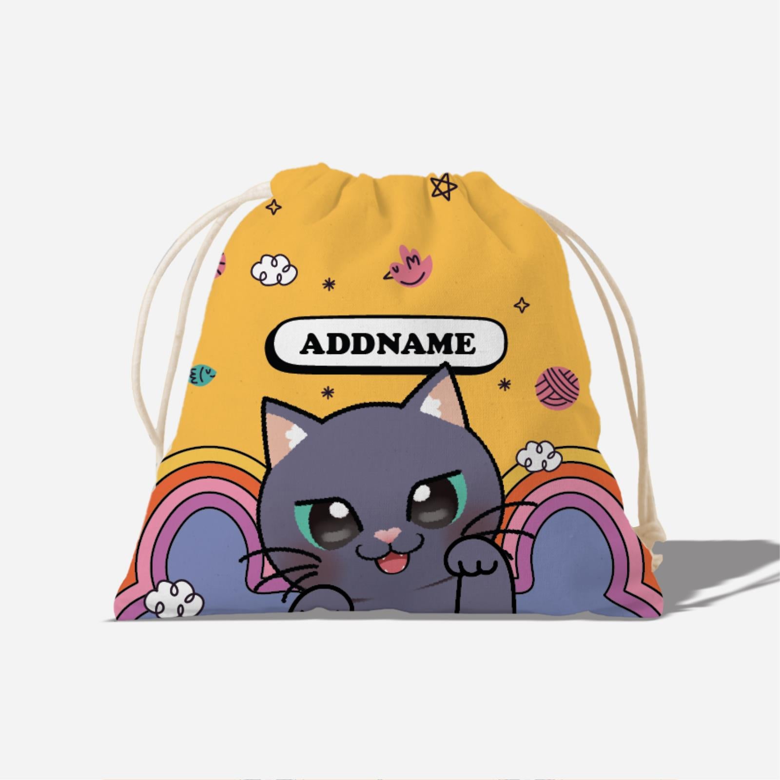 Paw Print Series Full Print Satchel - Blue Cat