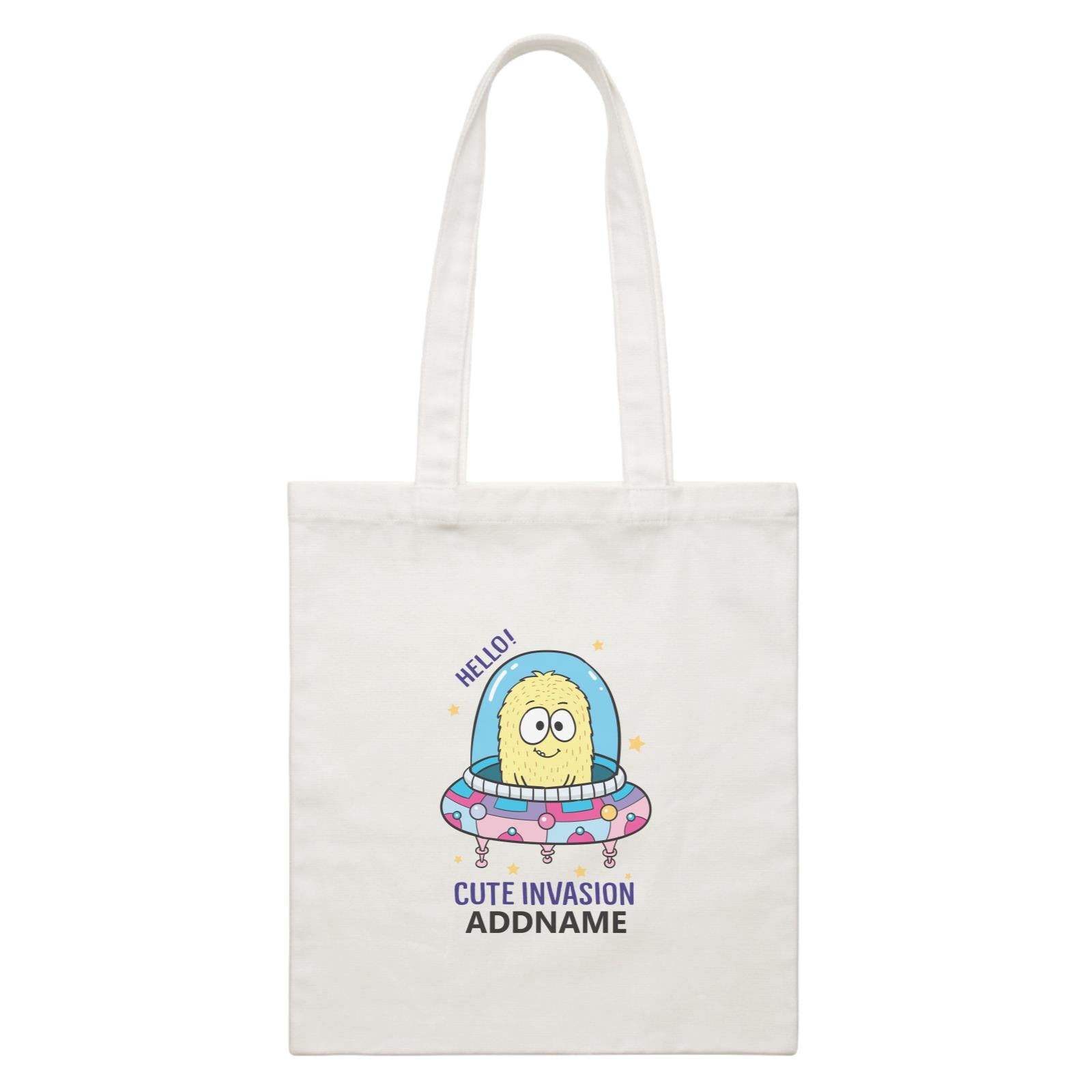 Cool Cute Monster Hello Cute Invasion Monster Addname White Canvas Bag