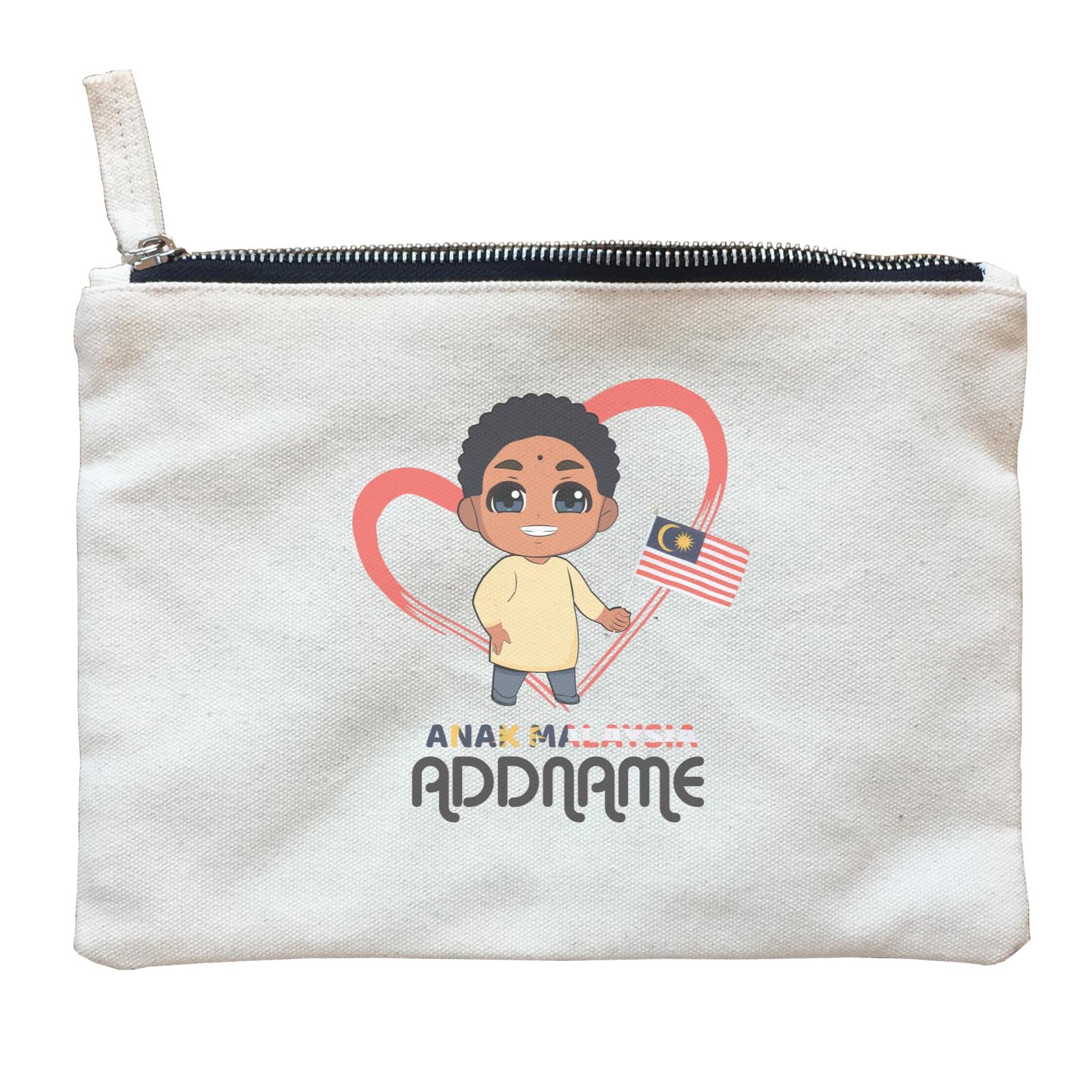 Merdeka Series Anak Malaysia Love Indian Boy Addname Zipper Pouch
