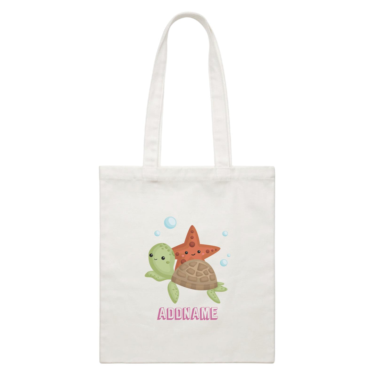 Birthday Mermaid Turtle And Starfish Addname White Canvas Bag