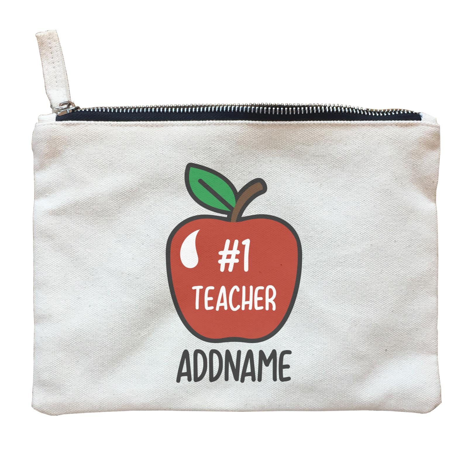 Teacher Addname Big Red Apple Hashtag 1 Teacher Addname Zipper Pouch