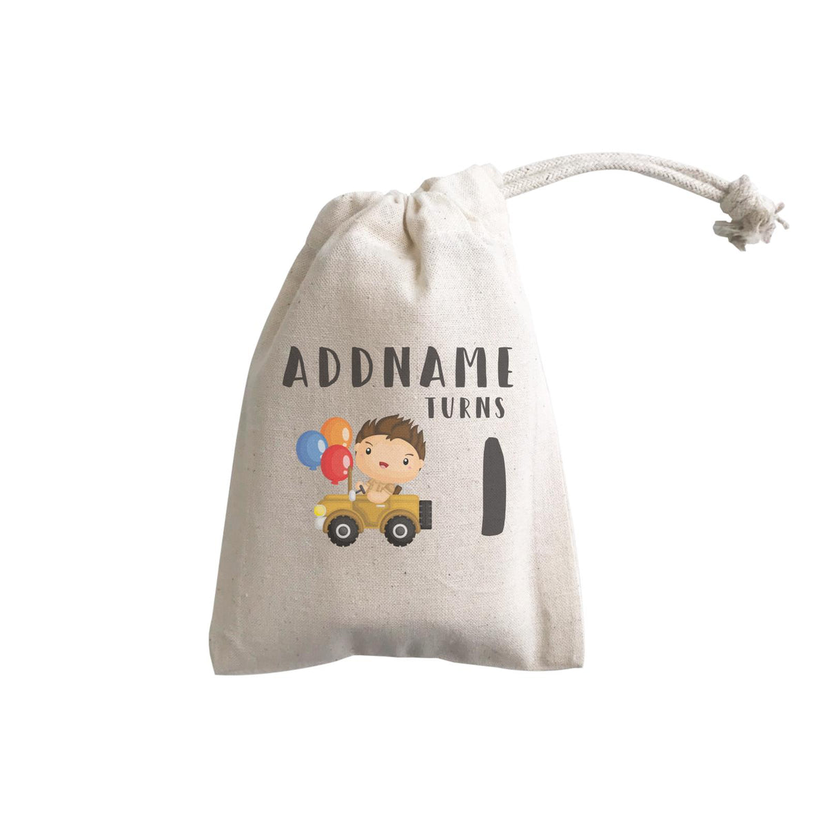 Birthday Safari Explorer Boy Driving Jeep Car Addname Turns 1 GP Gift Pouch