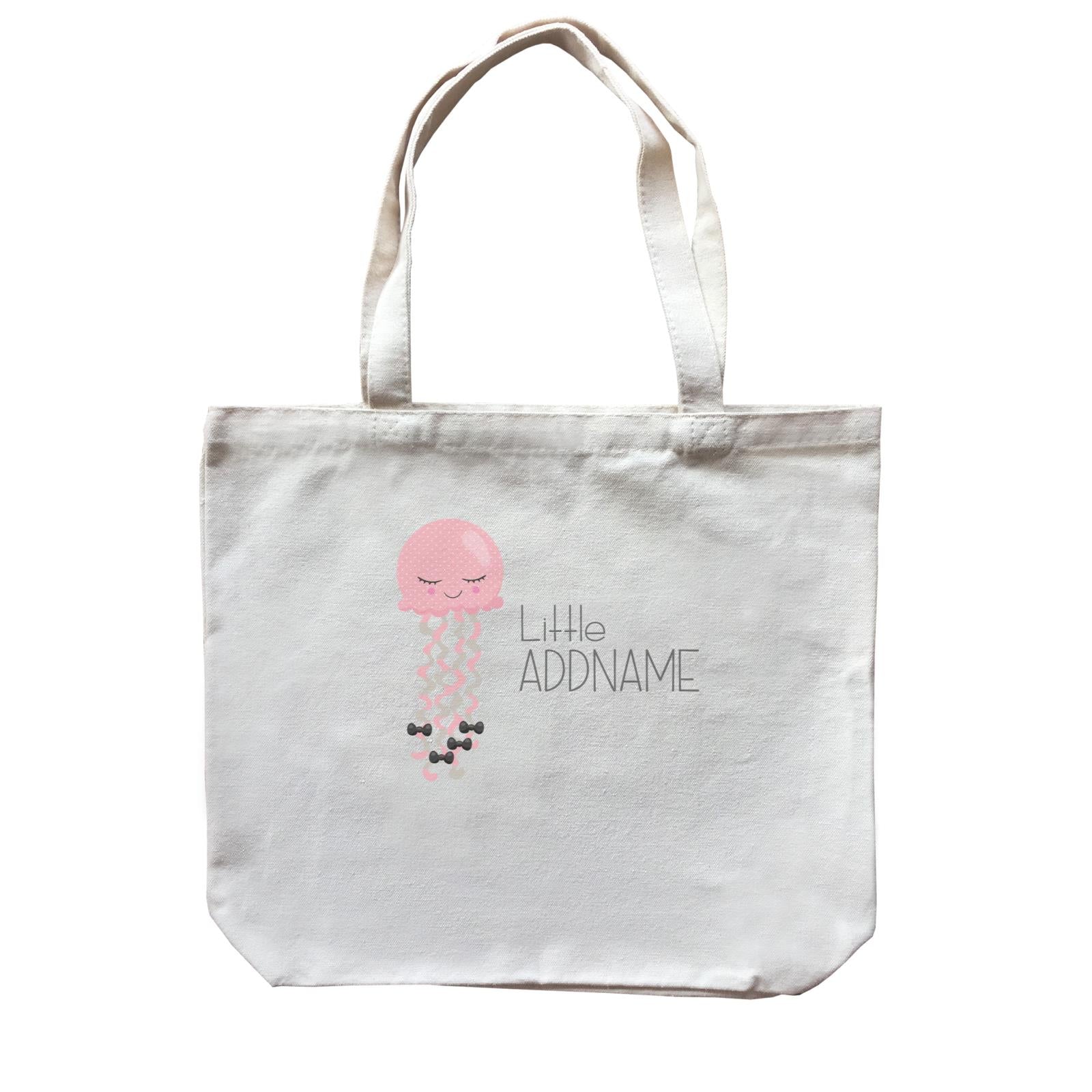Nursery Animals LIttle Pink Jellyfish with Ribbons Addname Canvas Bag