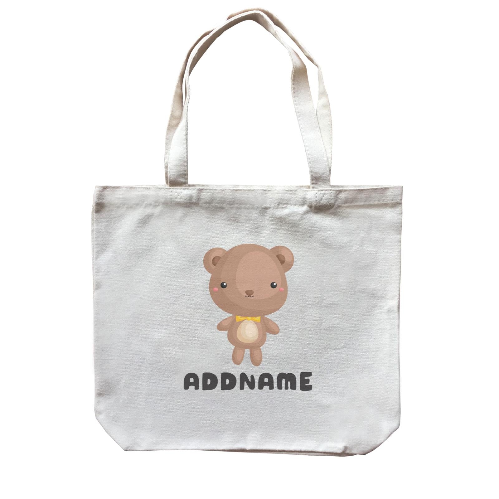 Birthday Friendly Animals Happy Bear Addname Canvas Bag
