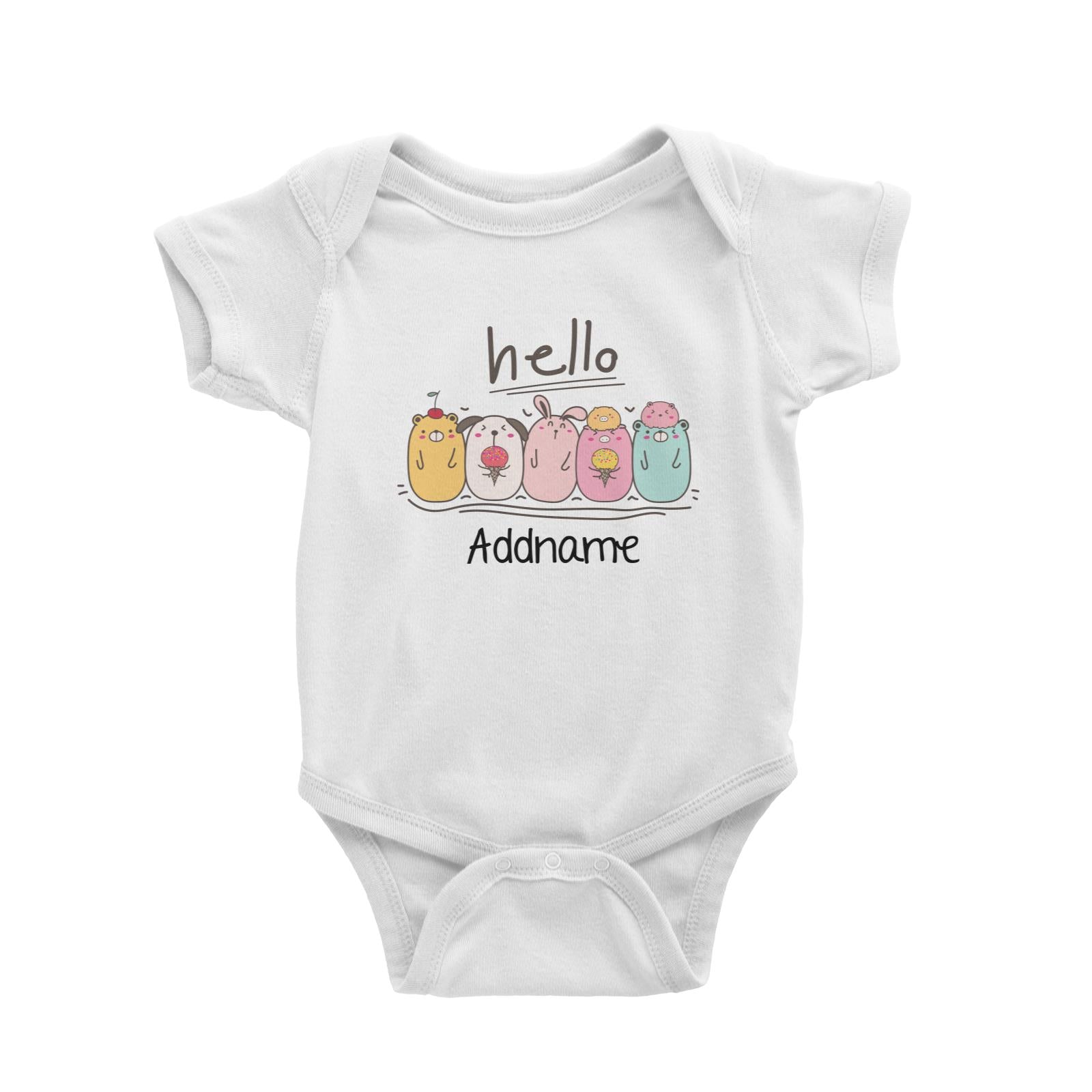 Cute Animals And Friends Series Cute Animals Ice Cream Group Addname Baby Romper