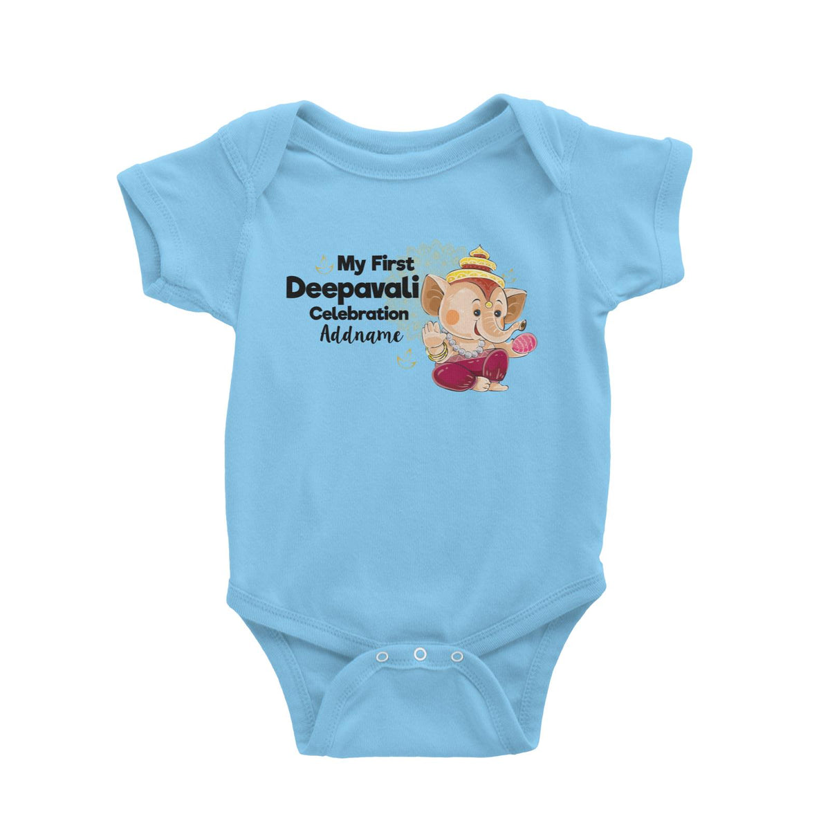 Cute Ganesha My First Deepavali Celebration Addname Baby Romper