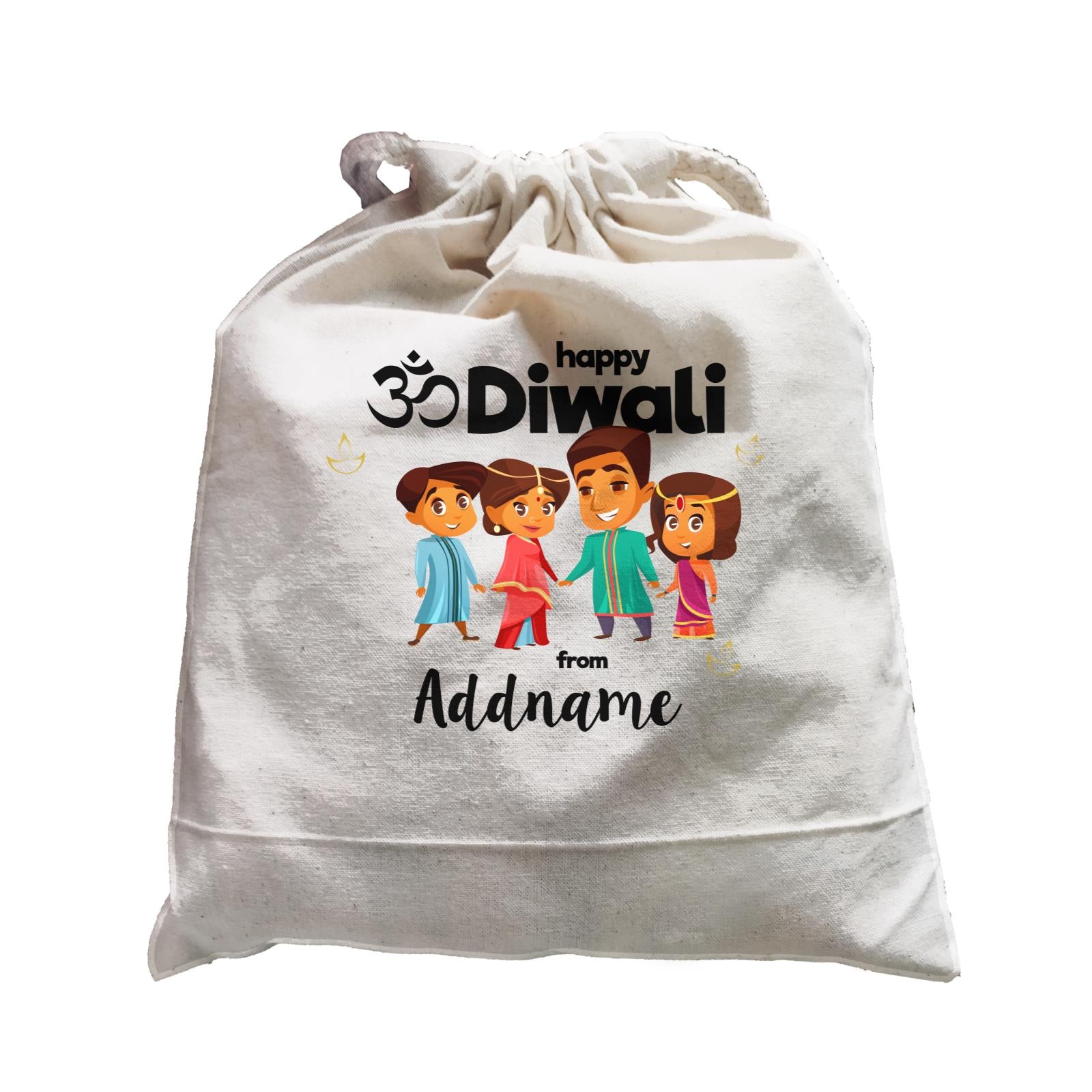 Cute Family Of Four OM Happy Diwali From Addname Satchel