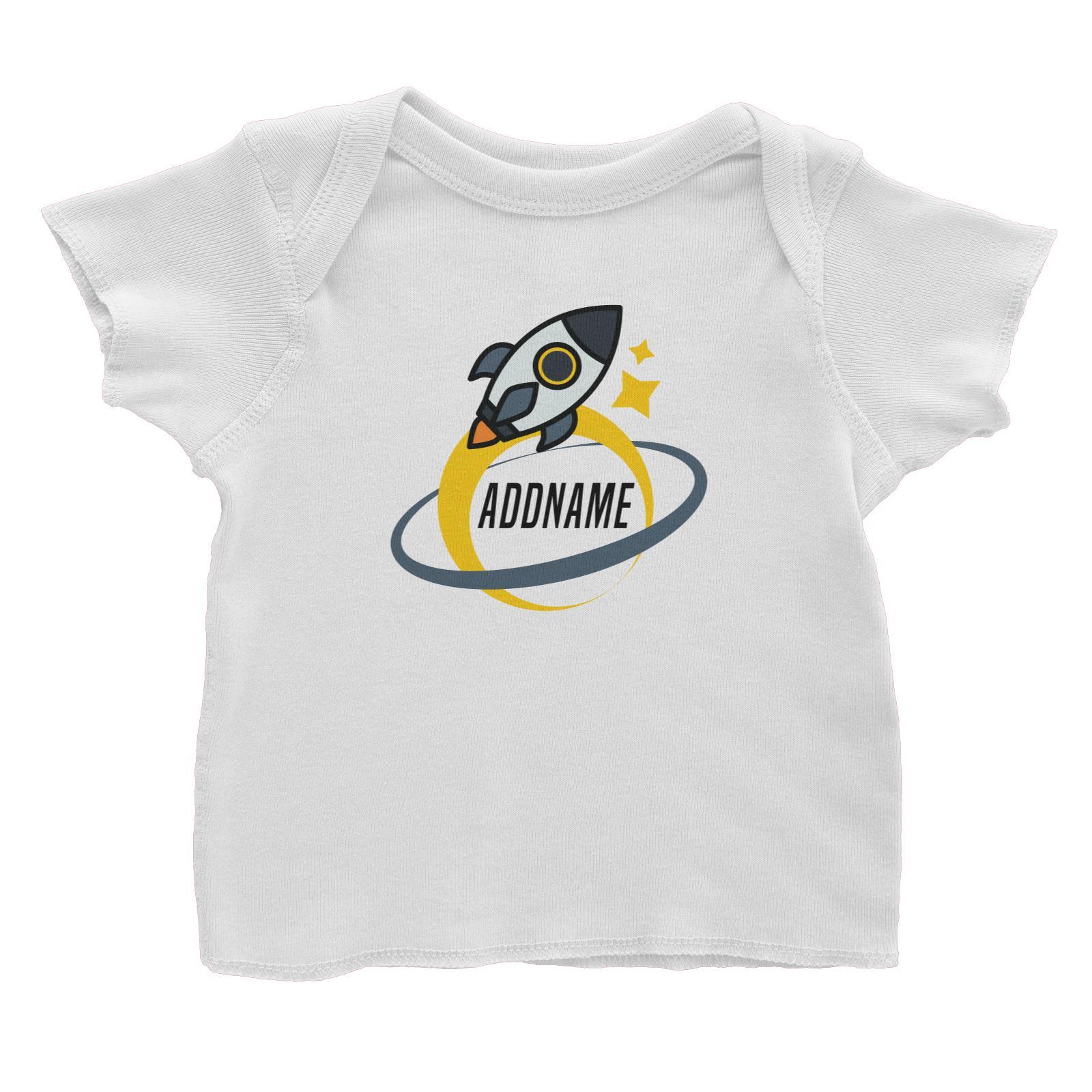 Birthday Rocket To Galaxy Moon And Star Addname Baby T-Shirt