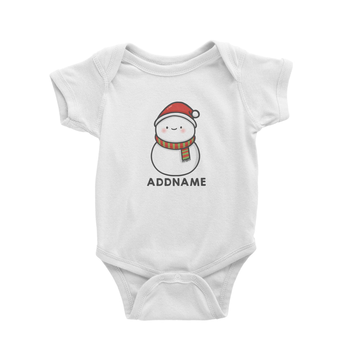Xmas Cute Snowman Facing Foward Addname Baby Romper
