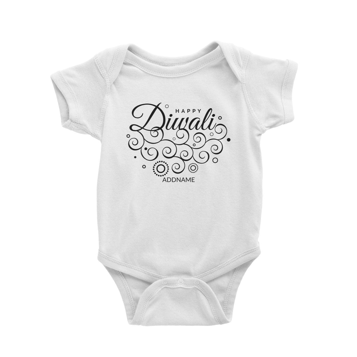 Decorative Happy Diwali Greetings Addname Baby Romper
