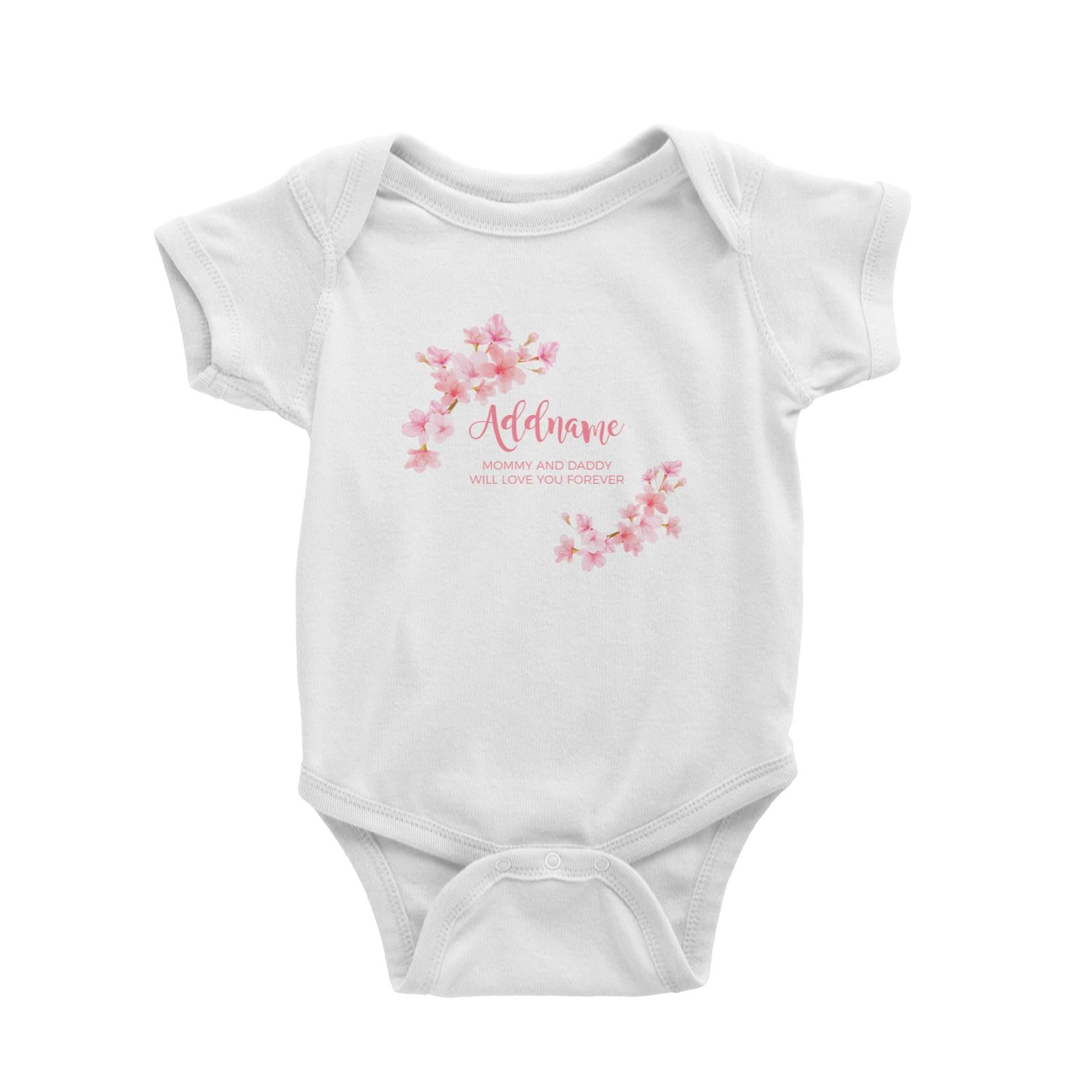 Pink Flower Frame Personalisable with Name and Text Baby Romper