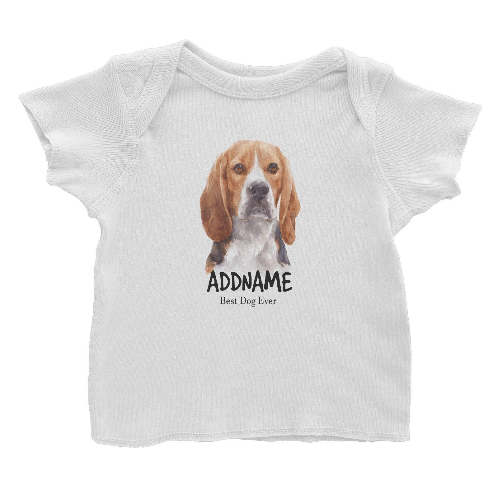 Watercolor Dog Beagle Frown Best Dog Ever Addname Baby T-Shirt