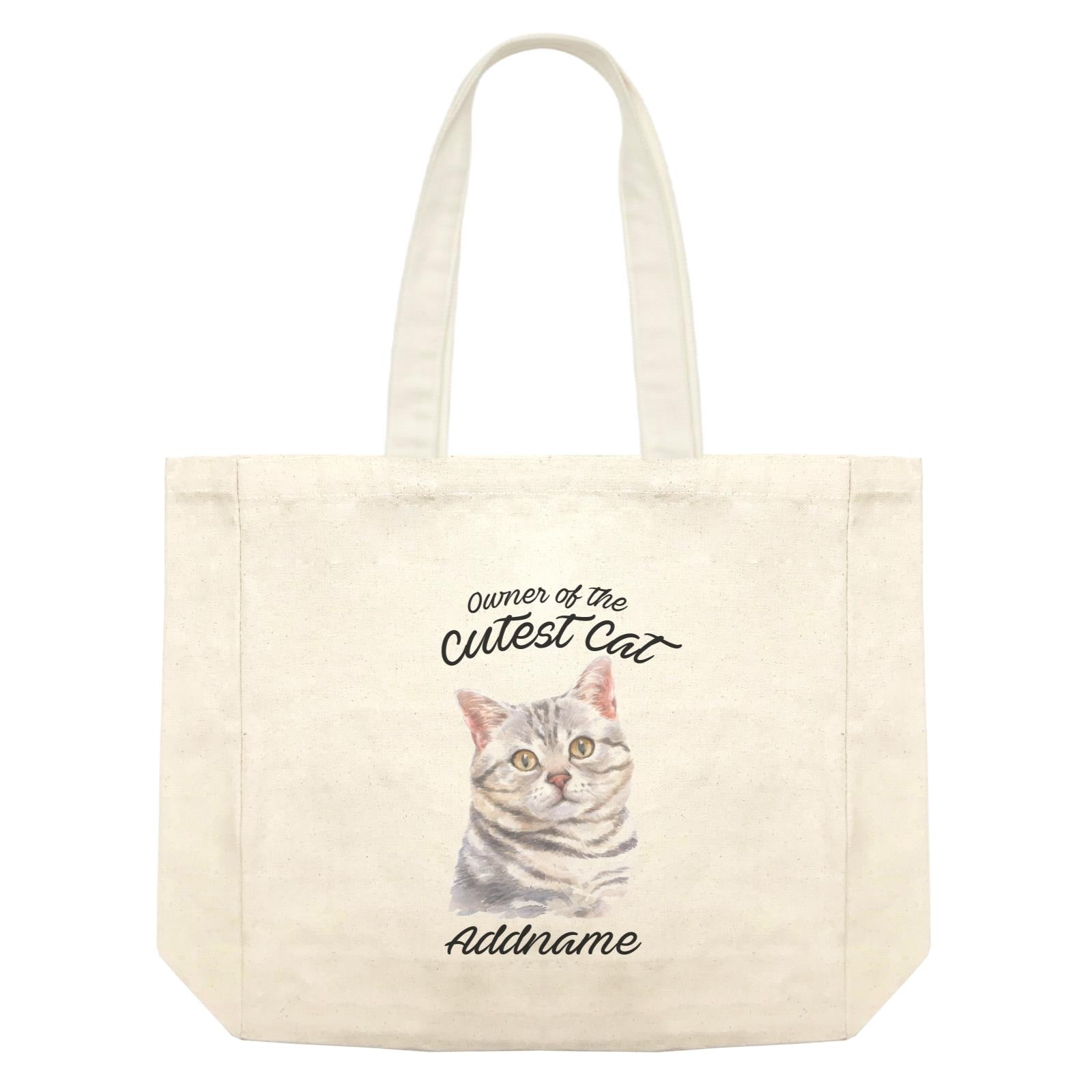 Watercolor Owner Of The Cutest Cat Grey American Shorthair Addname Shopping Bag