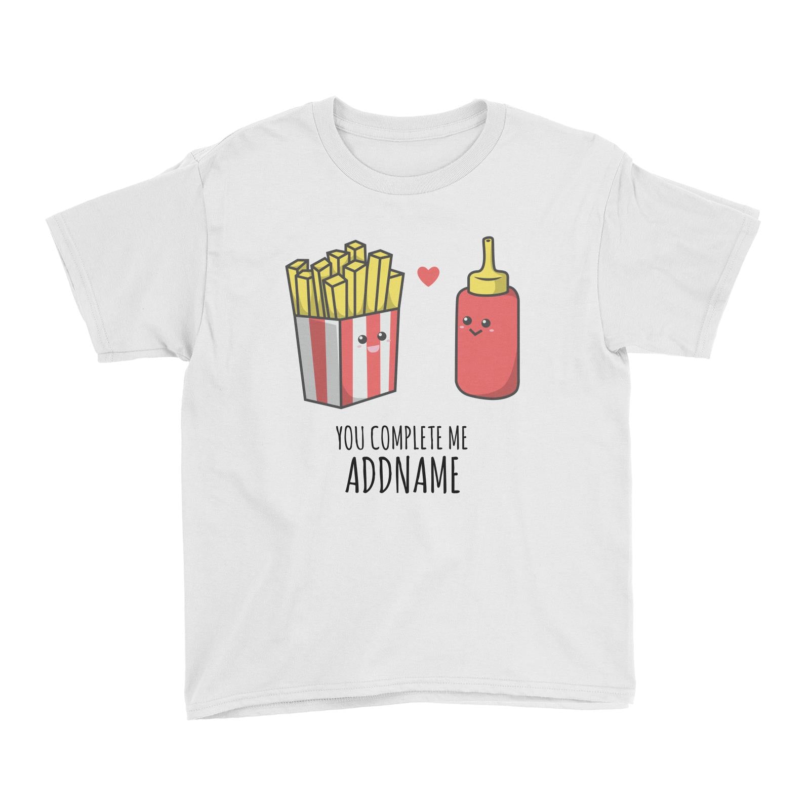 Cartoon French Fries and Sauce Complete Me White White Kid's T-Shirt  Matching Family Personalizable Designs