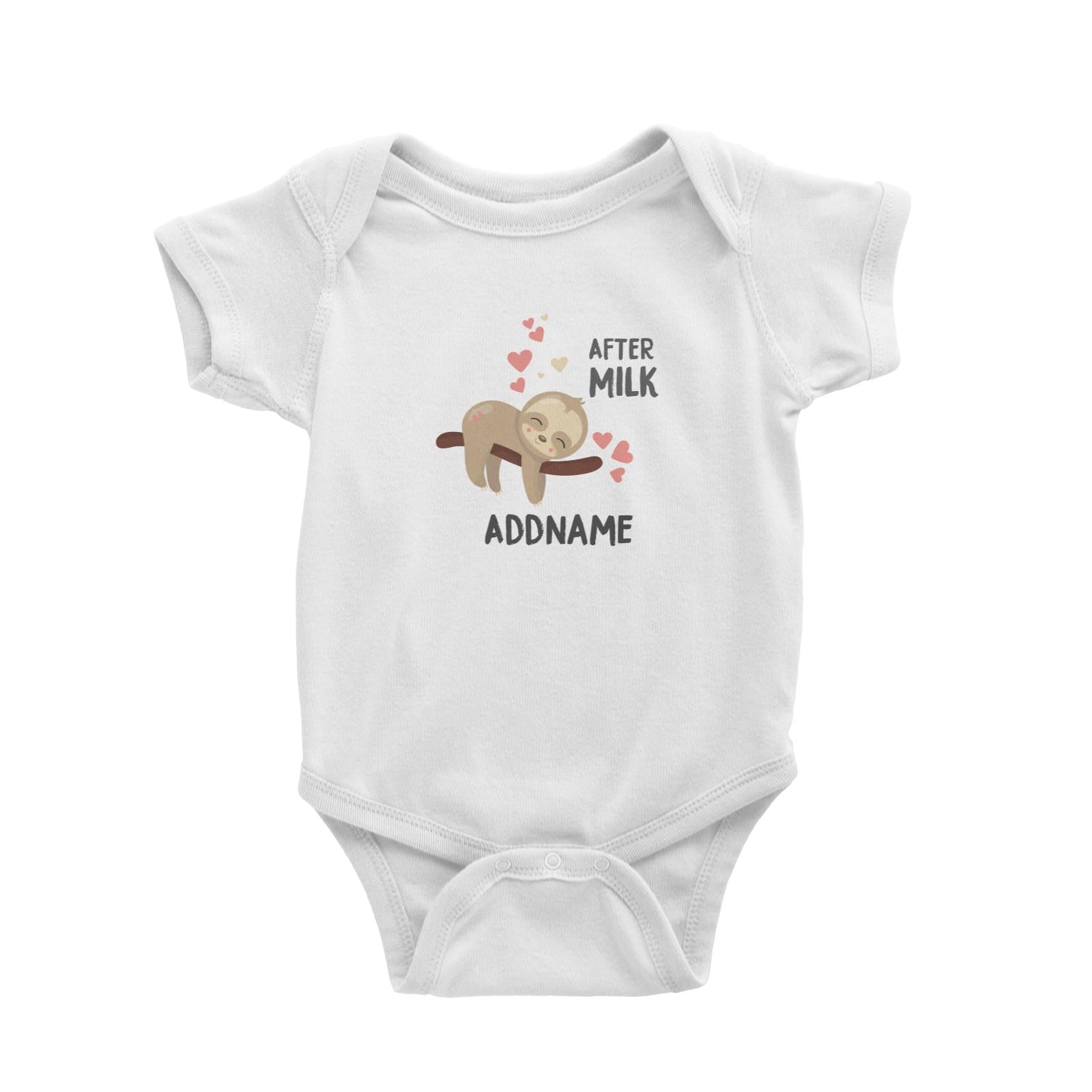 Cute Sloth After Milk Addname White Baby Romper