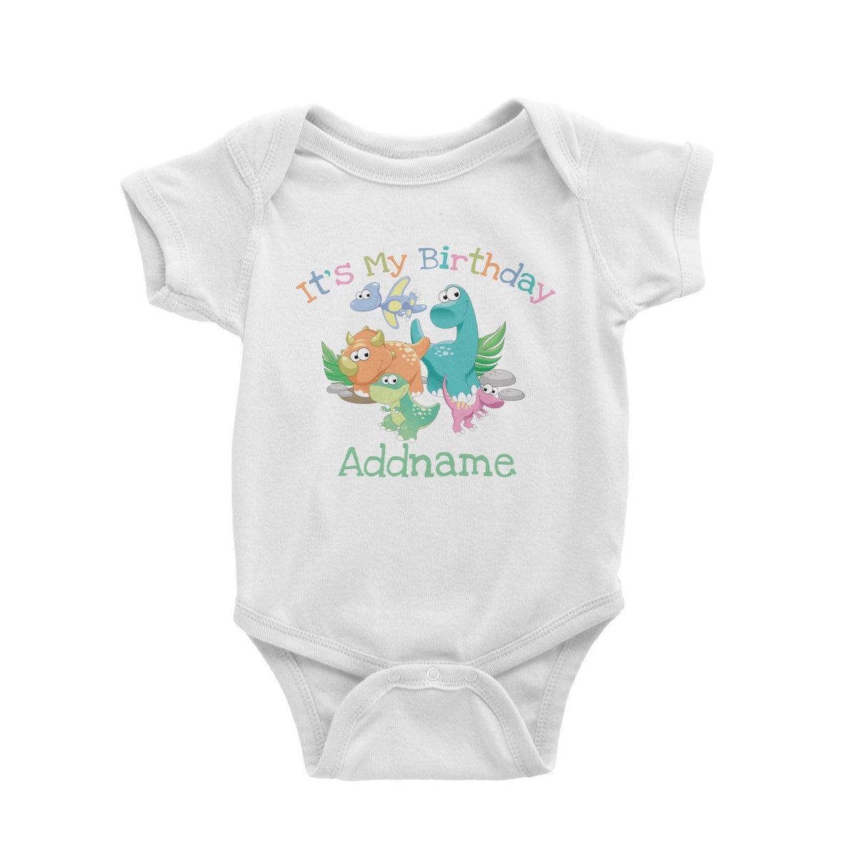 Dinosaurs Birthday Theme It's My Birthday Addname Baby Romper