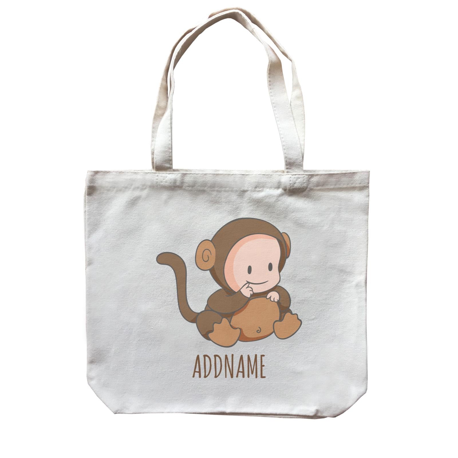 Cute Baby in Brown Monkey Suit Addname Canvas Bag