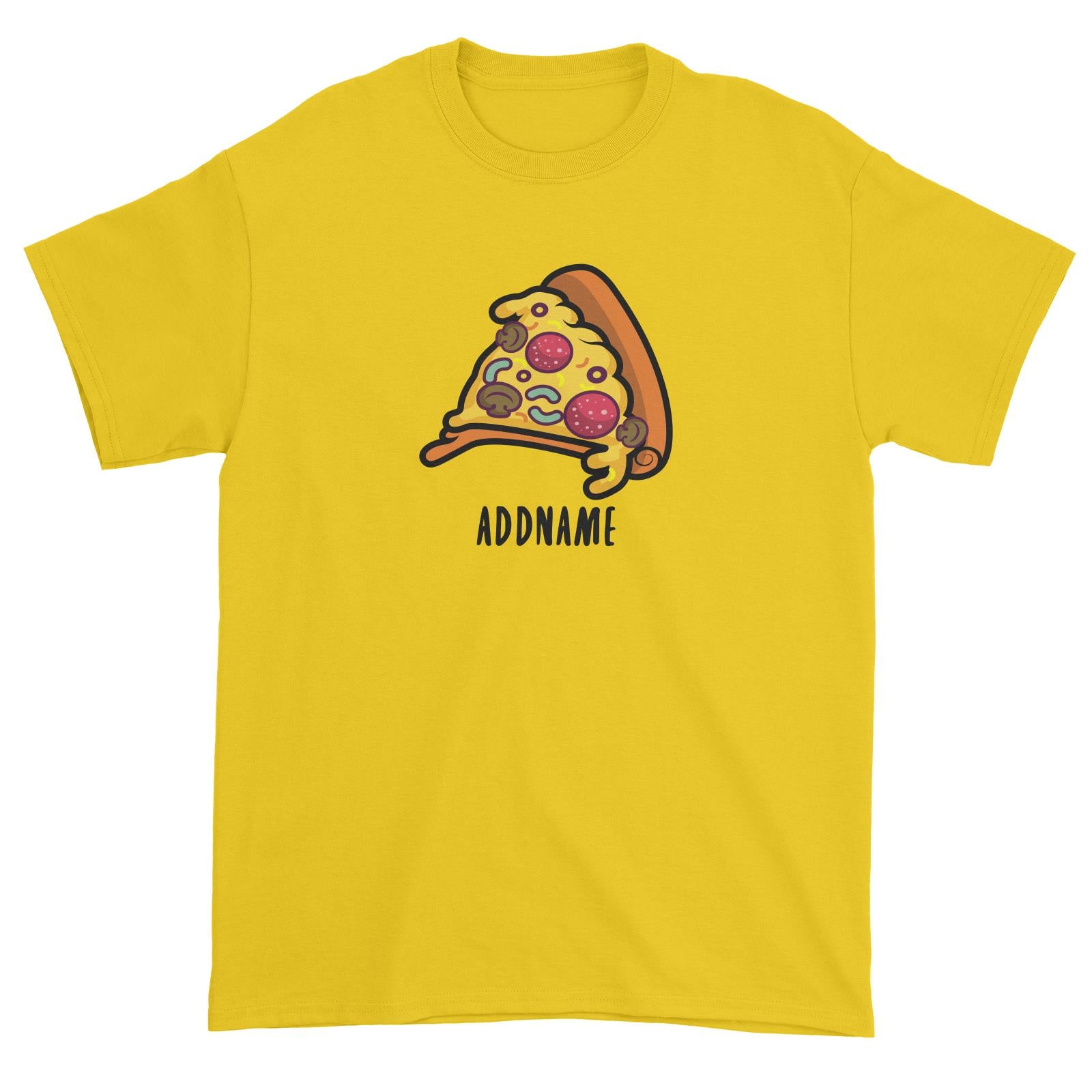 Fast Food Pizza Slice Addname Unisex T-Shirt  Matching Family Comic Cartoon Personalizable Designs