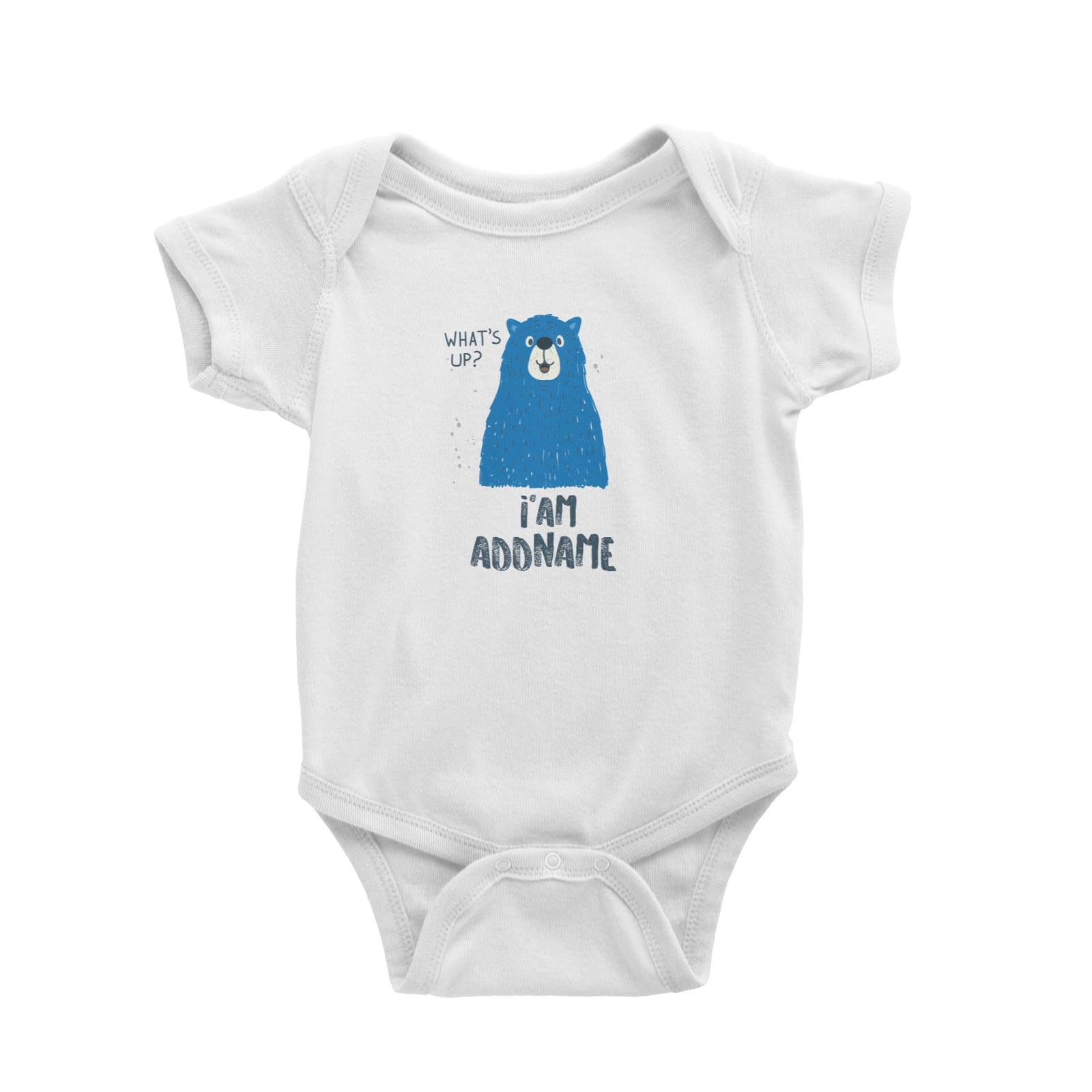 Cool Cute Animals Bear What's Up I'Am Addname Baby Romper