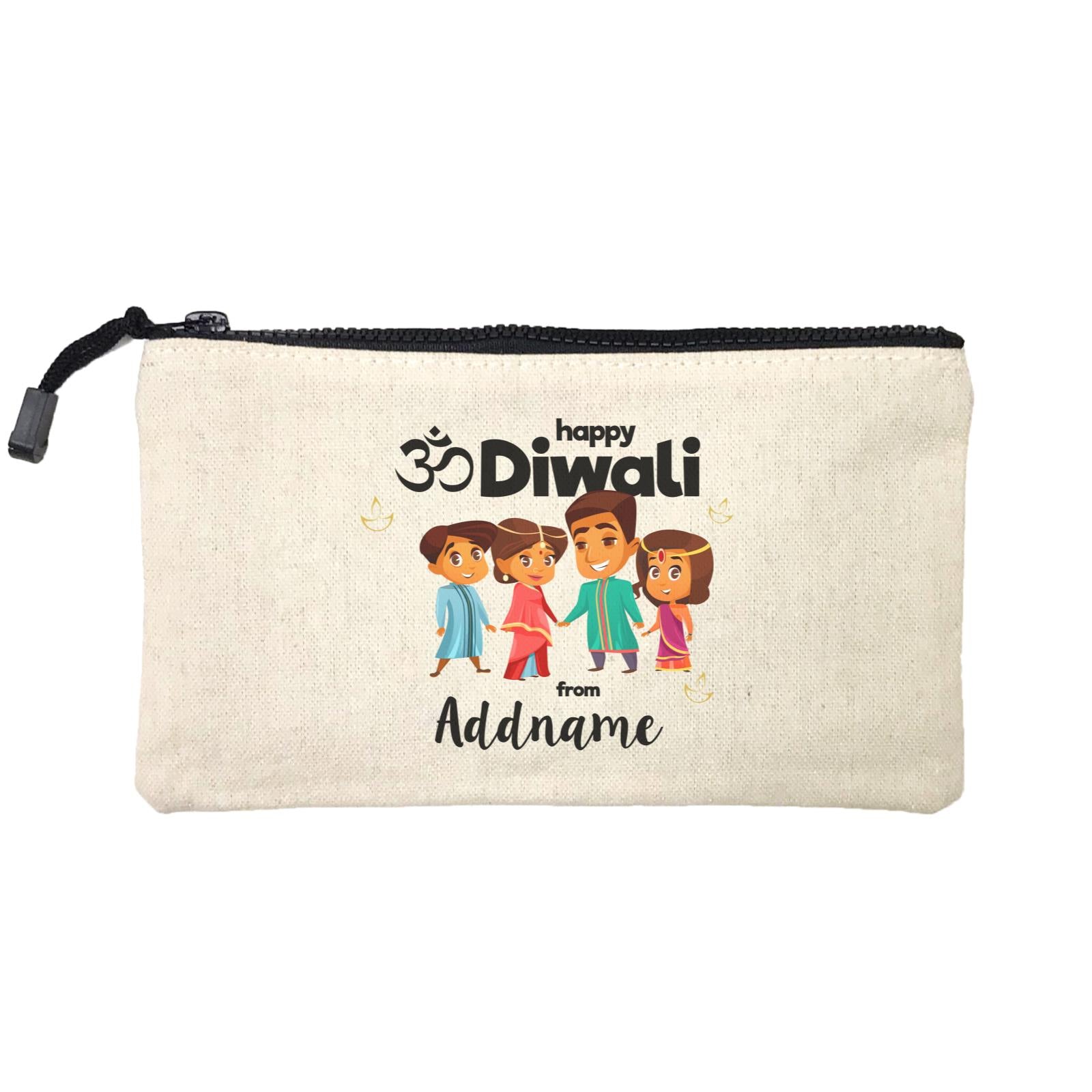 Cute Family Of Four OM Happy Diwali From Addname Mini Accessories Stationery Pouch