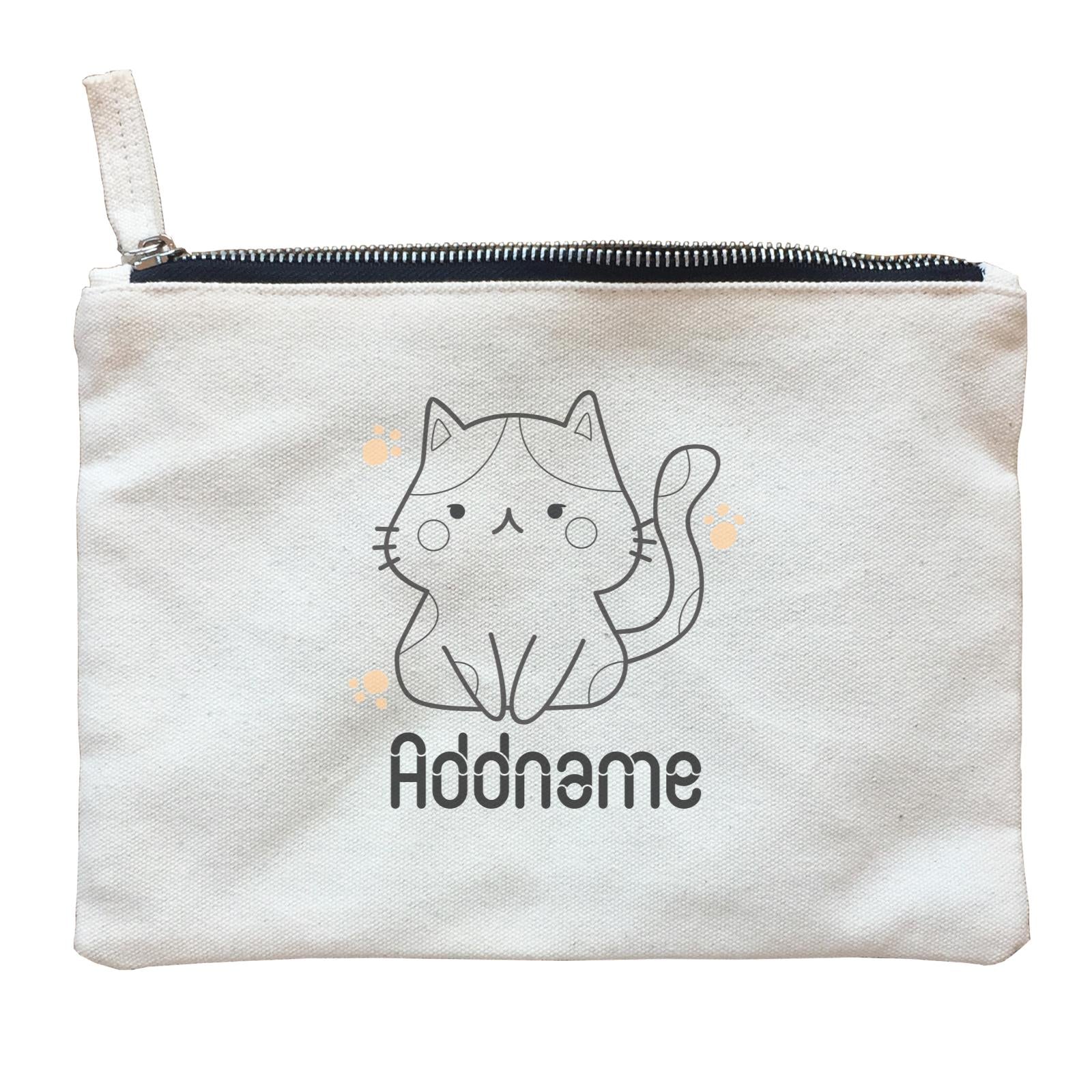 Coloring Outline Cute Hand Drawn Animals Cats Cat Addname Zipper Pouch