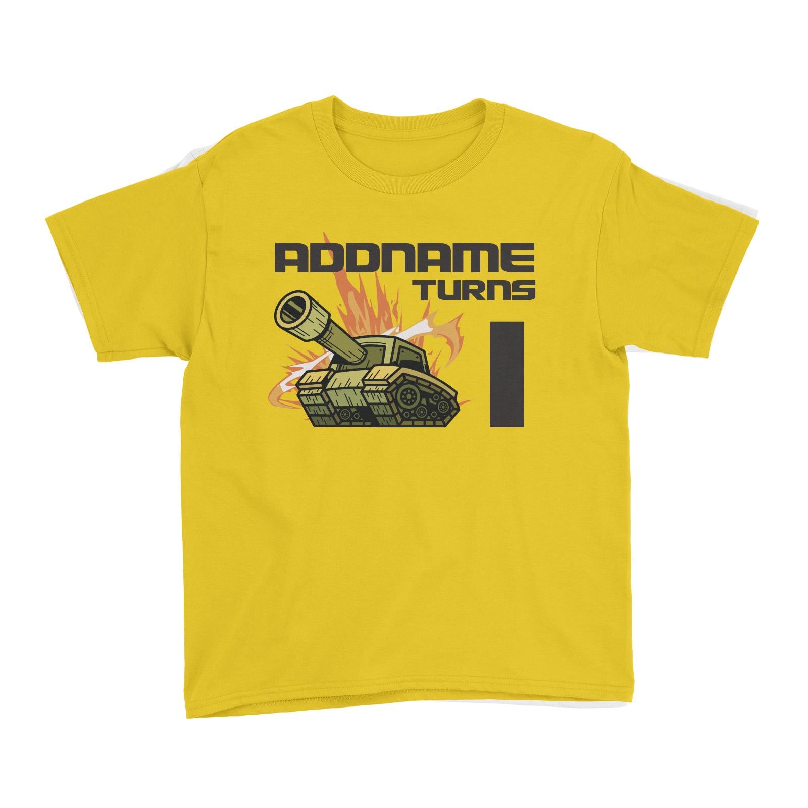 Birthday Battle Theme Tank Addname Turns 1 Kid's T-Shirt