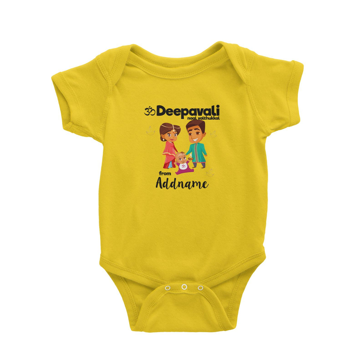 Cute Family Of Three OM Deepavali From Addname Baby Romper