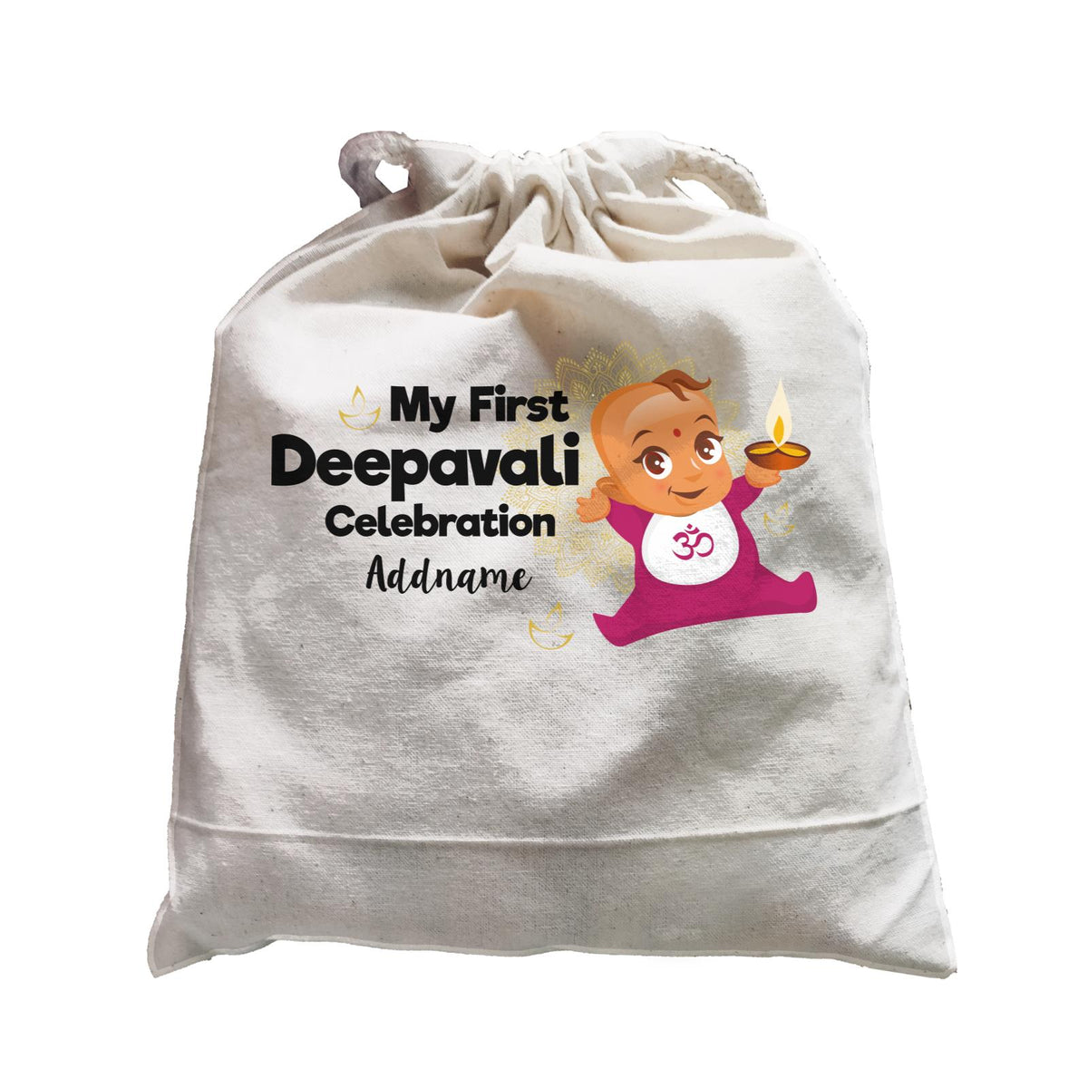 Cute Baby My First Deepavali Celebration Addname Satchel