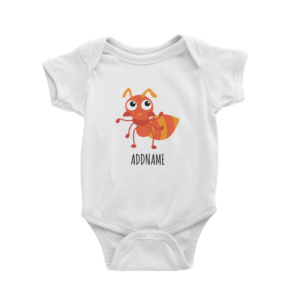 Big Eye Ant White White Baby Romper