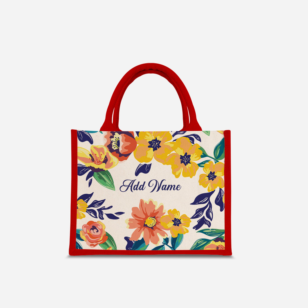 Deborah Series Half Lining Small Jute Bag - Teal Red