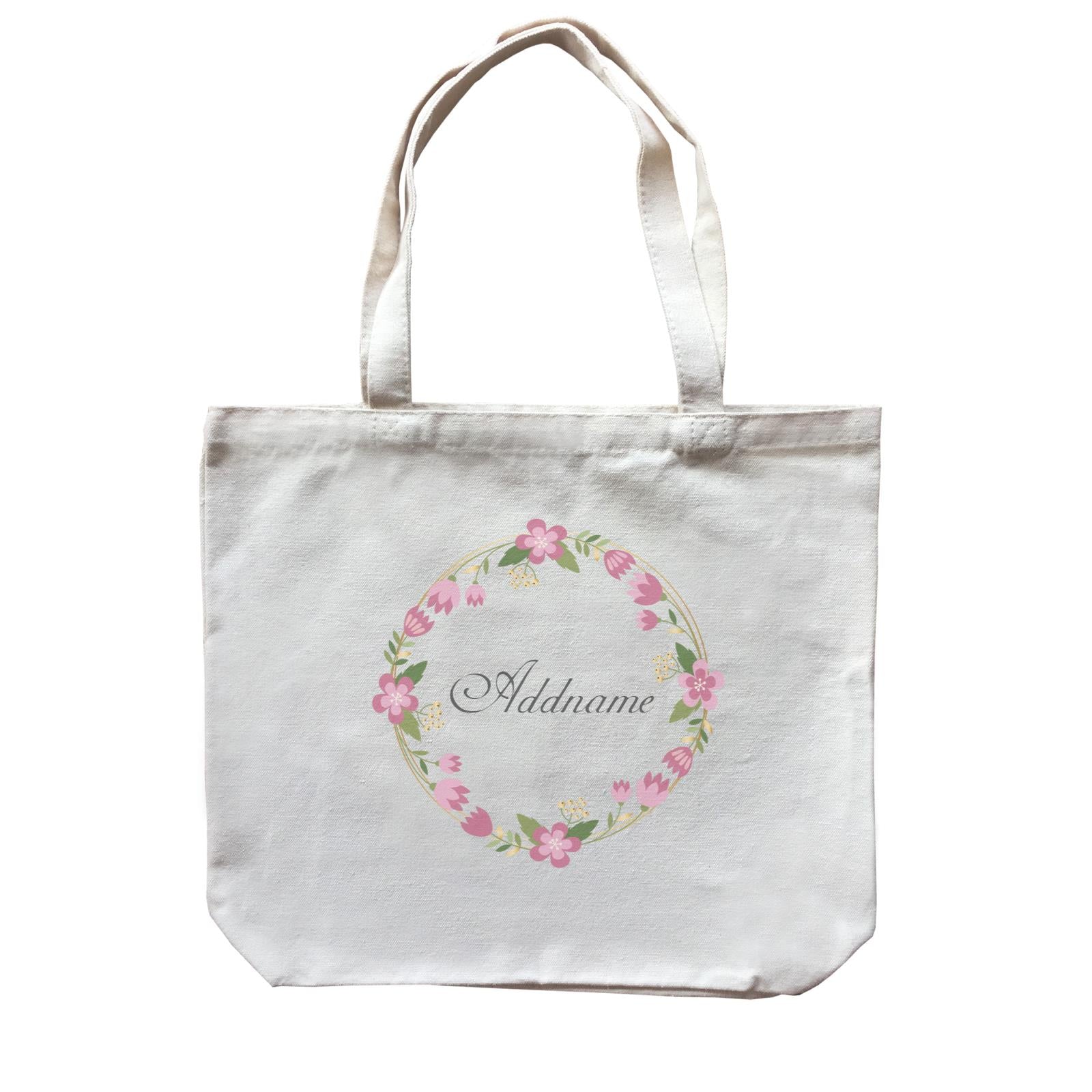 Pink Geometric Flower Wreath Addname Accessories Canvas Bag