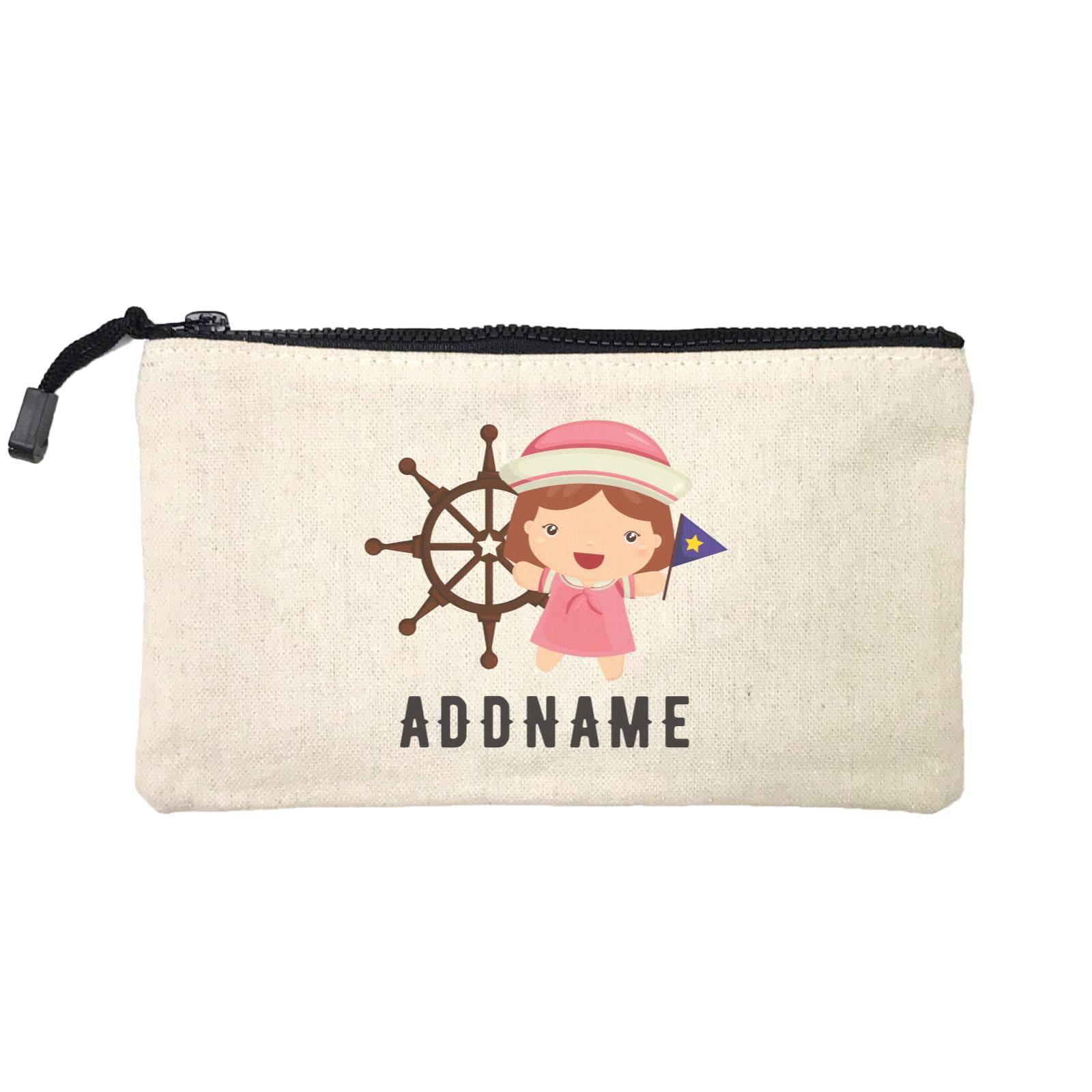 Birthday Sailor Girl In Ship With Wheel Addname Mini Accessories Stationery Pouch