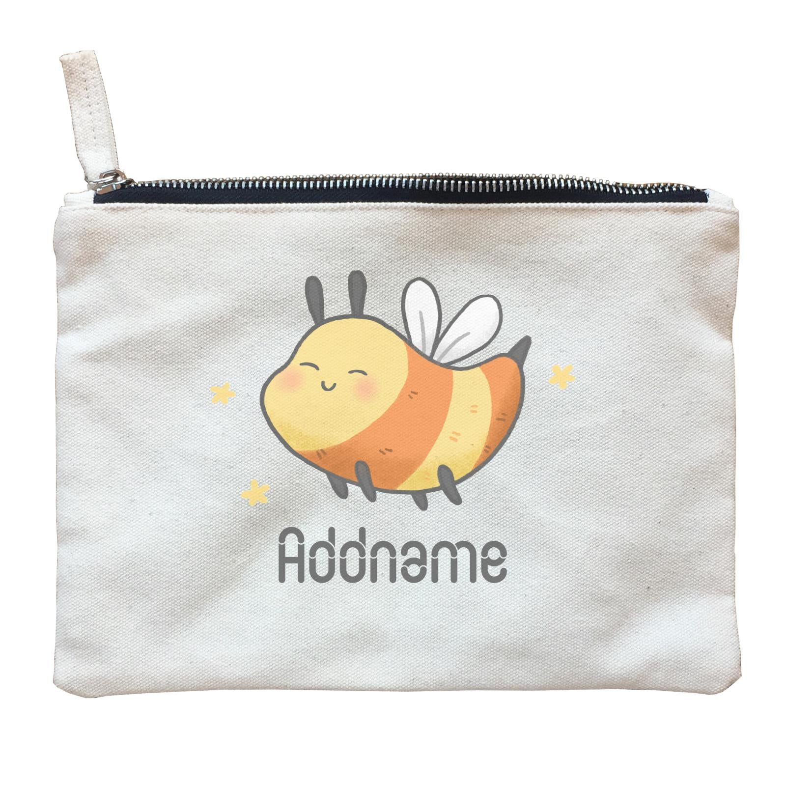 Cute Hand Drawn Style Bee Addname Zipper Pouch