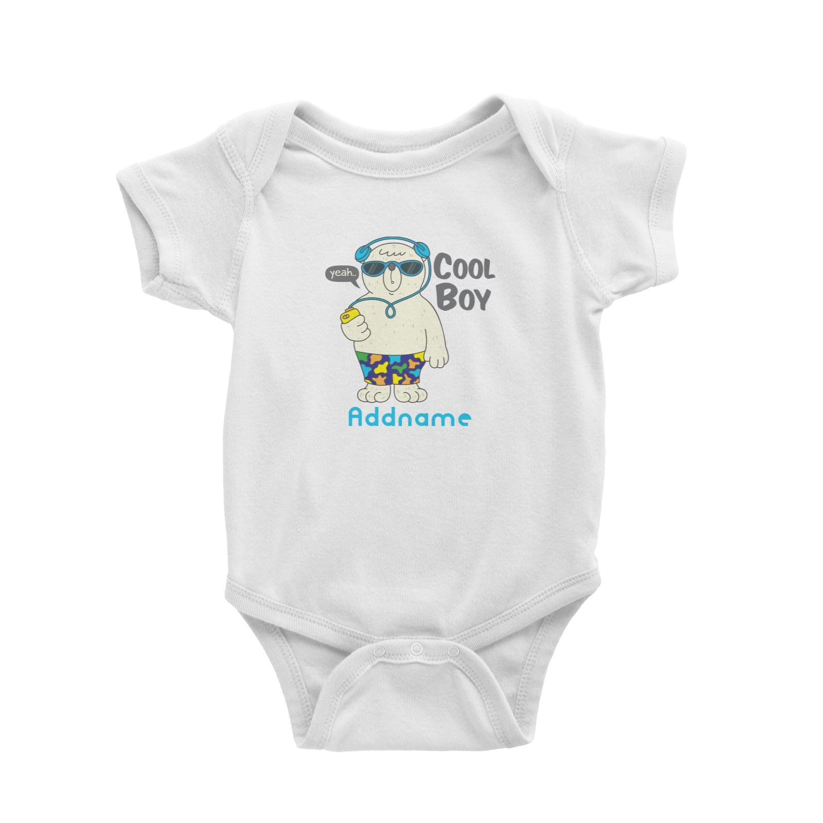 Cool Cute Animals Bear Yeah Cool Boy Addname Baby Romper