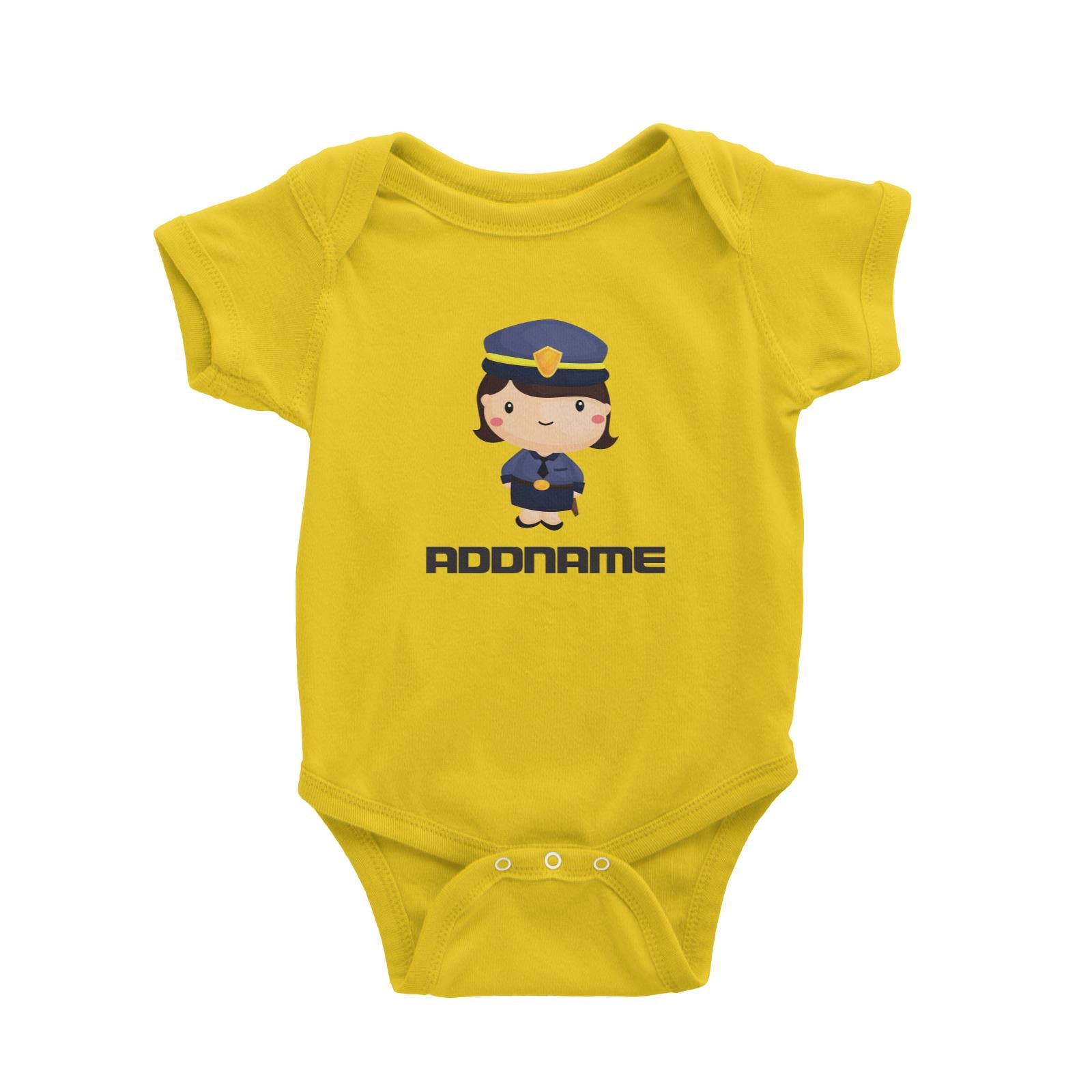 Birthday Police Officer Short Hair Girl  In Suit Addname Baby Romper