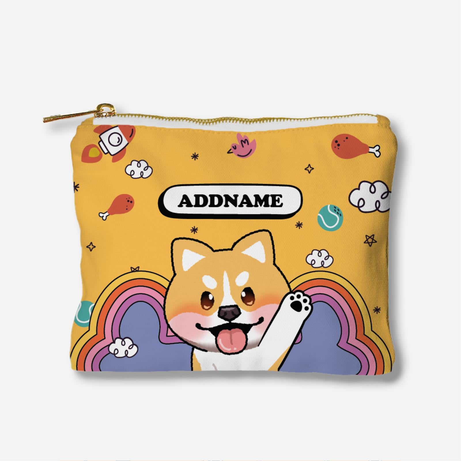 Paw Print Series Full Print Zipper Pouch - Shiba
