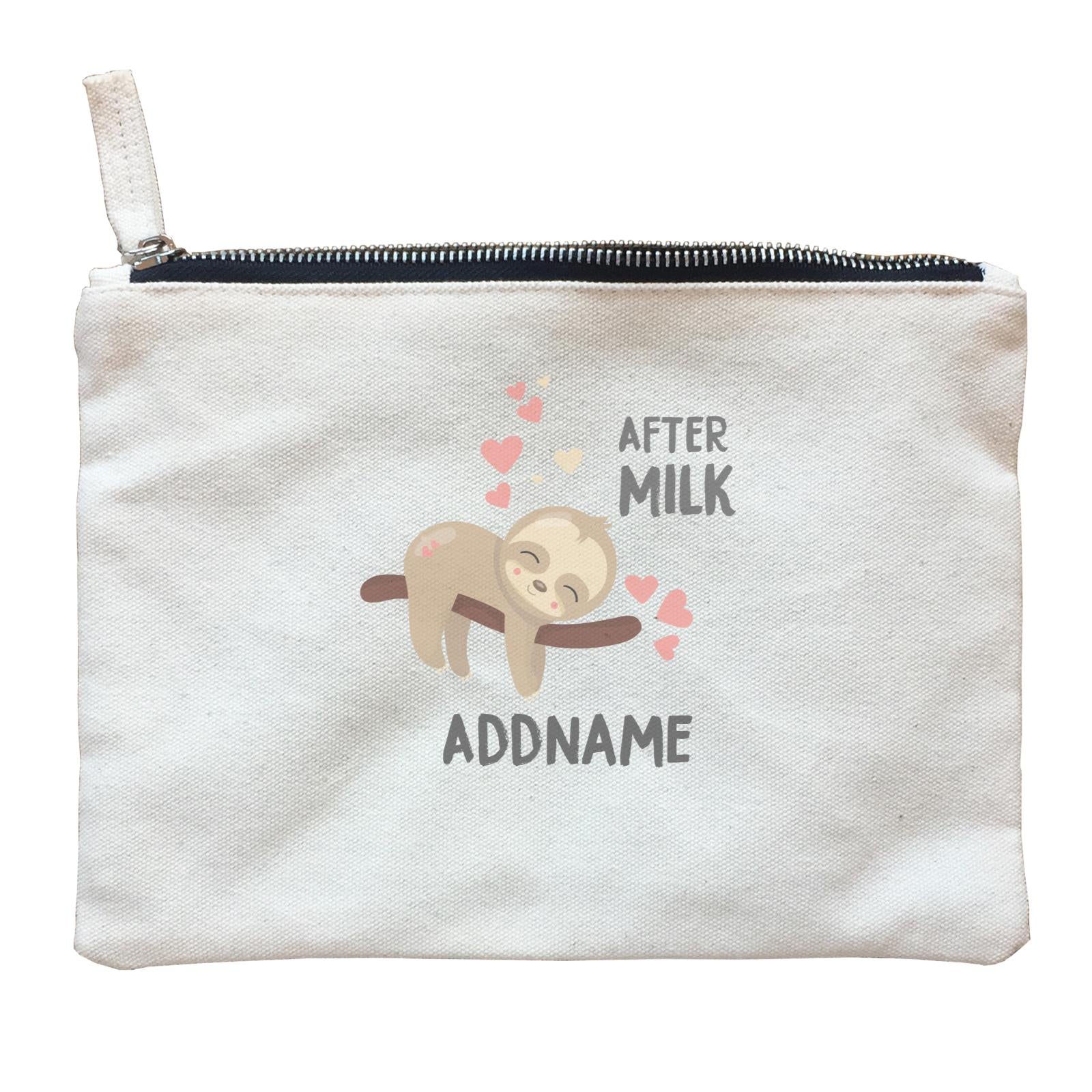 Cute Sloth After Milk Addname Zipper Pouch
