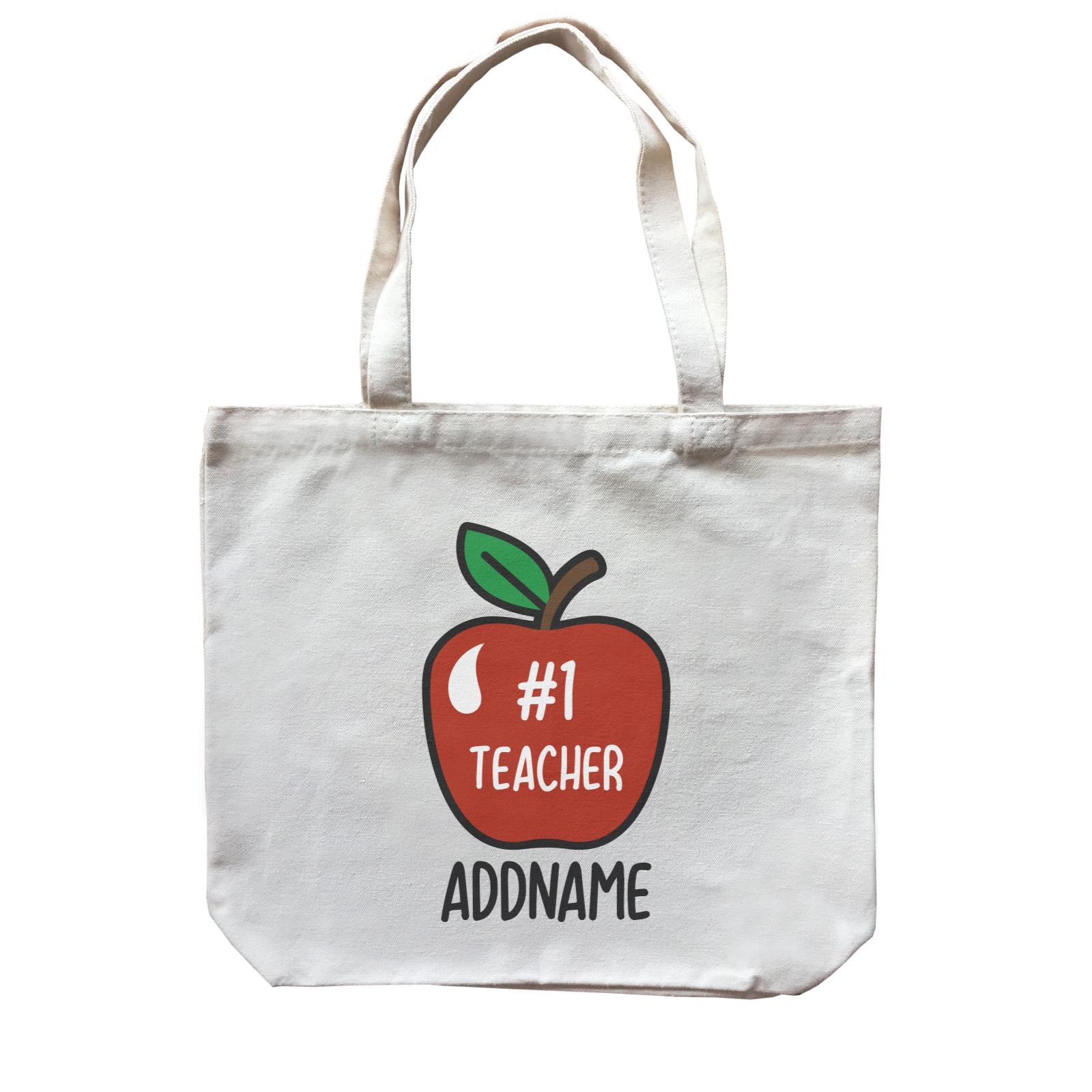 Teacher Addname Big Red Apple Hashtag 1 Teacher Addname Canvas Bag