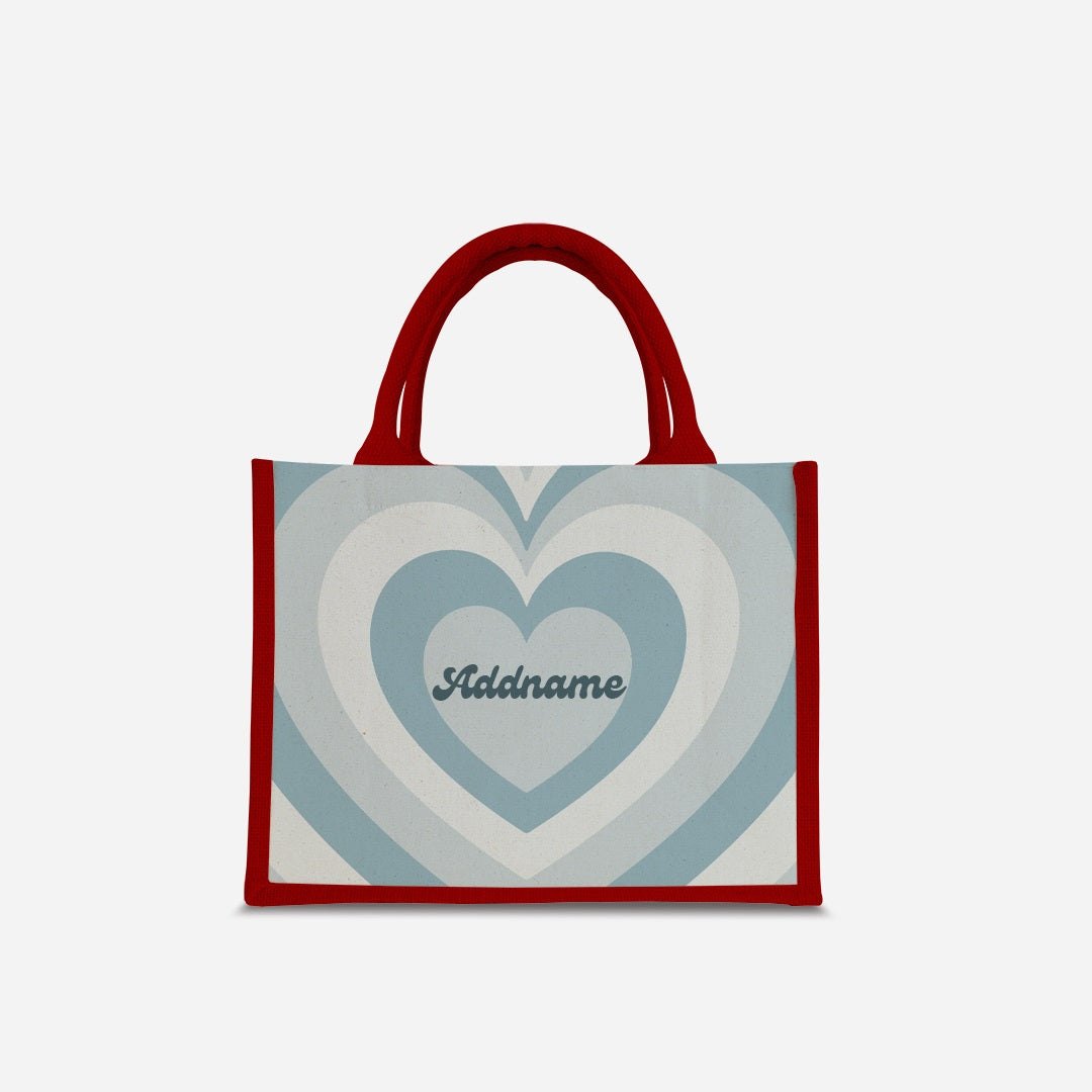 Affection Series Half Lining Small Jute Bag - Bubbles Red