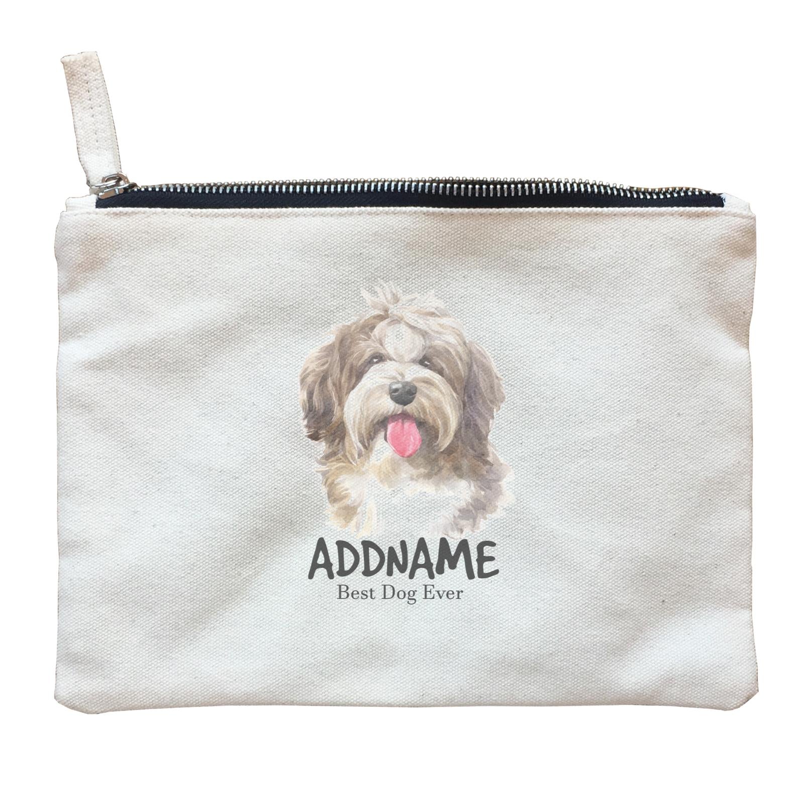 Watercolor Dog Shaggy Havanese Best Dog Ever Addname Zipper Pouch