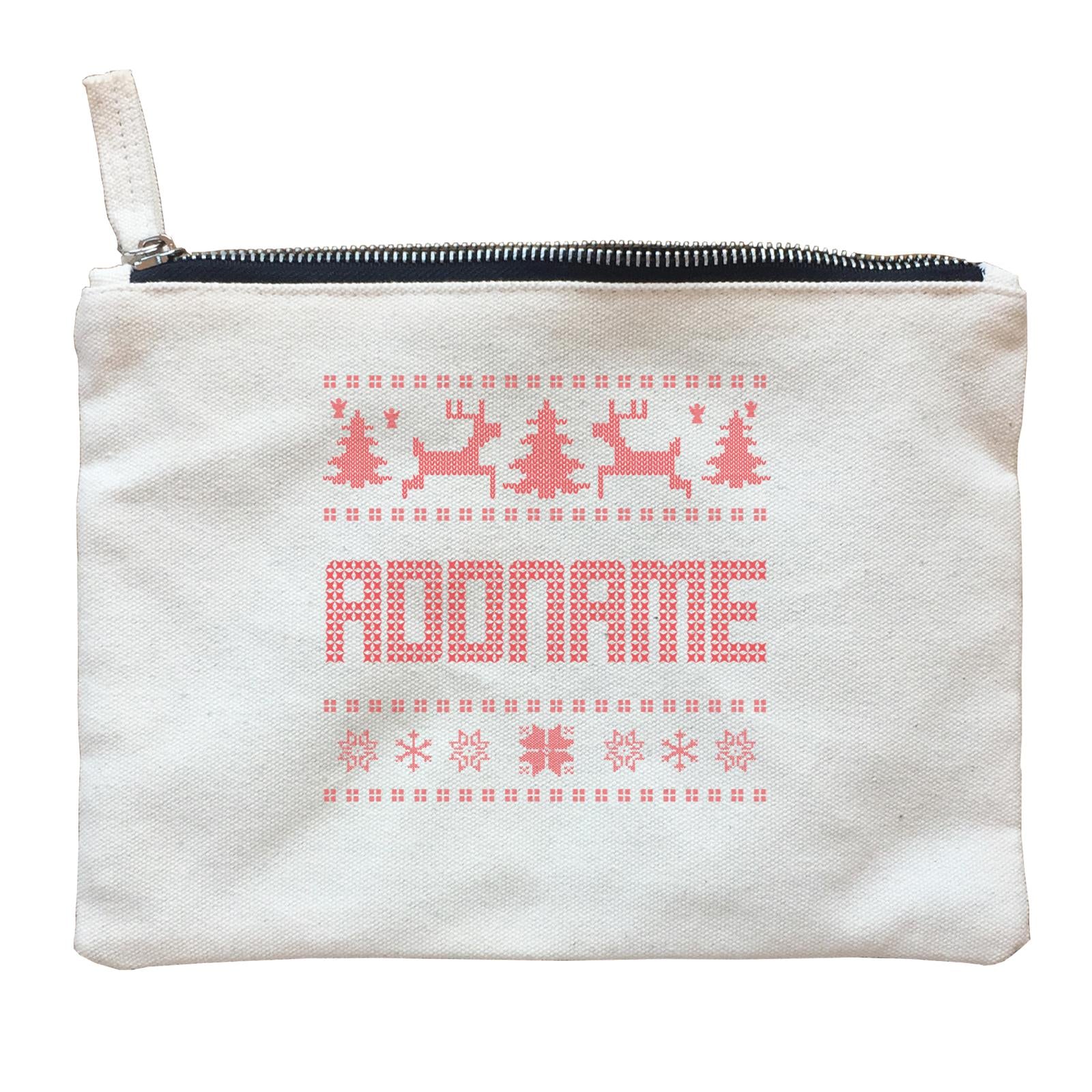 Christmas Sweater Design Addname Accessories Zipper Pouch