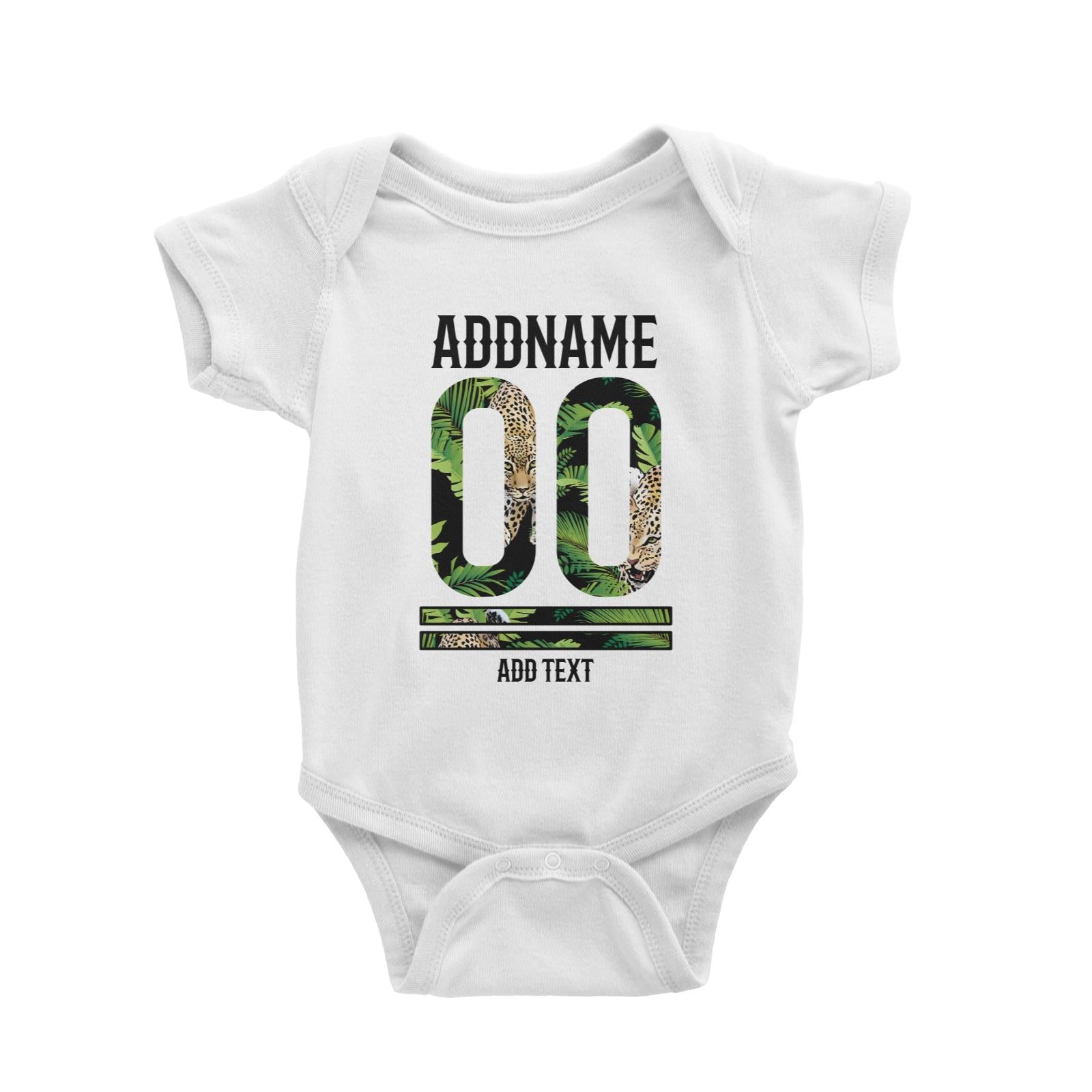 Tropical Leaves Leopard Pattern Personalizable with Name Number and Text Baby Romper