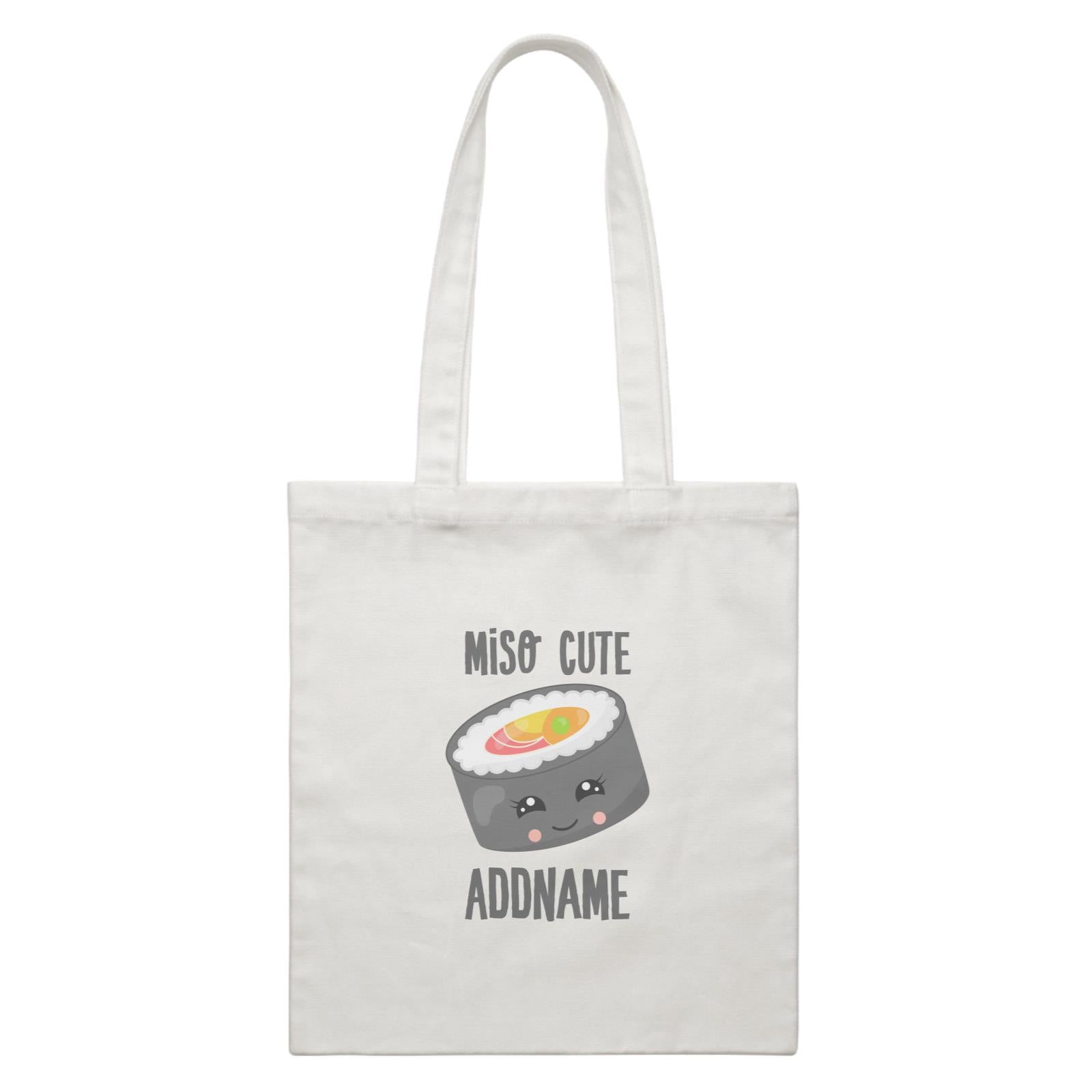 Miso Cute Sushi Circle Roll Addname White Canvas Bag