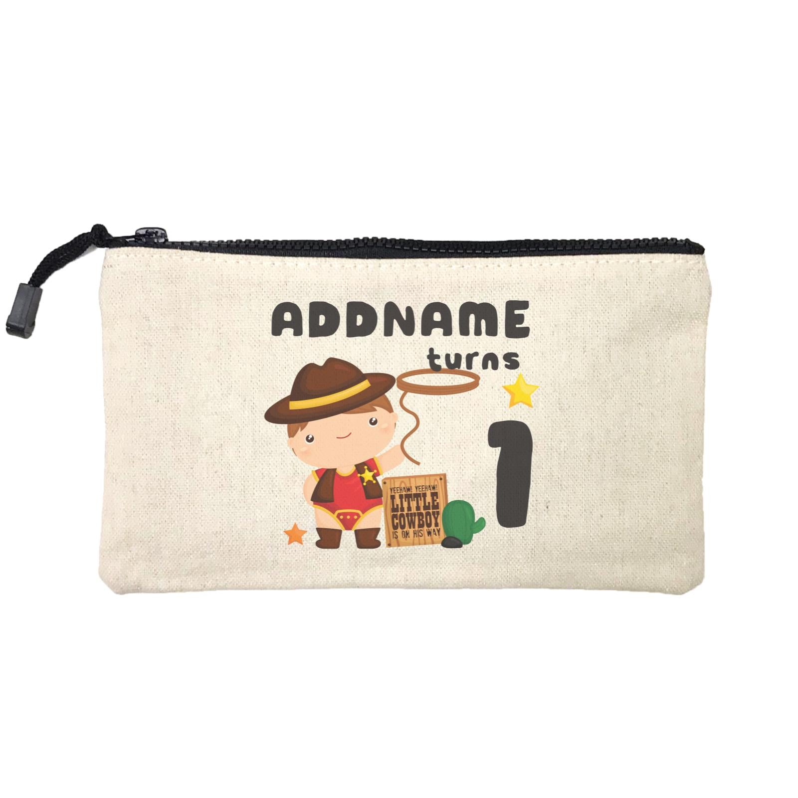 Birthday Cowboy Style Yeehaw Little Cowboy Is On His Way Addname Turns 1 Mini Accessories Stationery Pouch