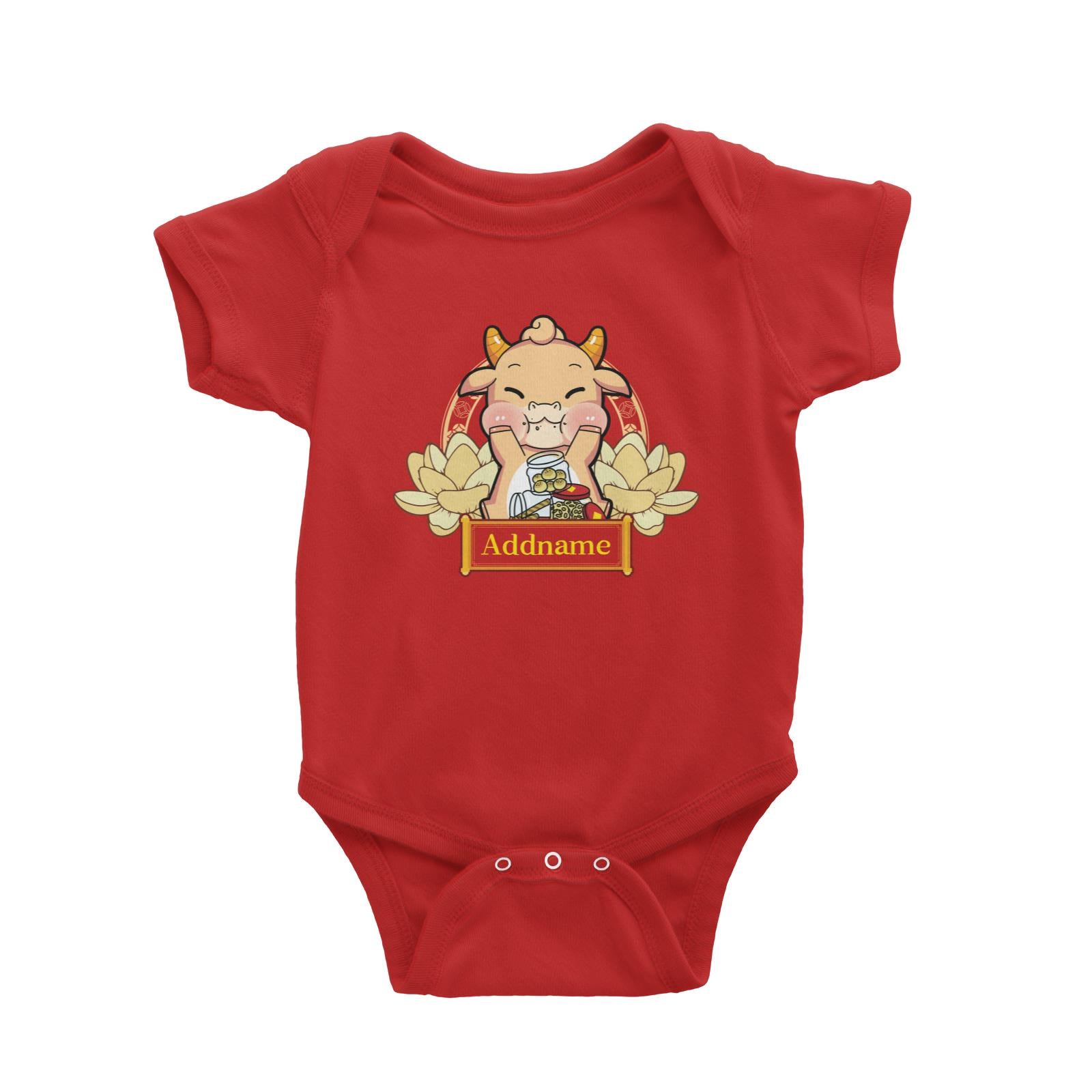 [CNY 2021] Gold Lotus Series Golden Cow with New Year Treats Baby Romper