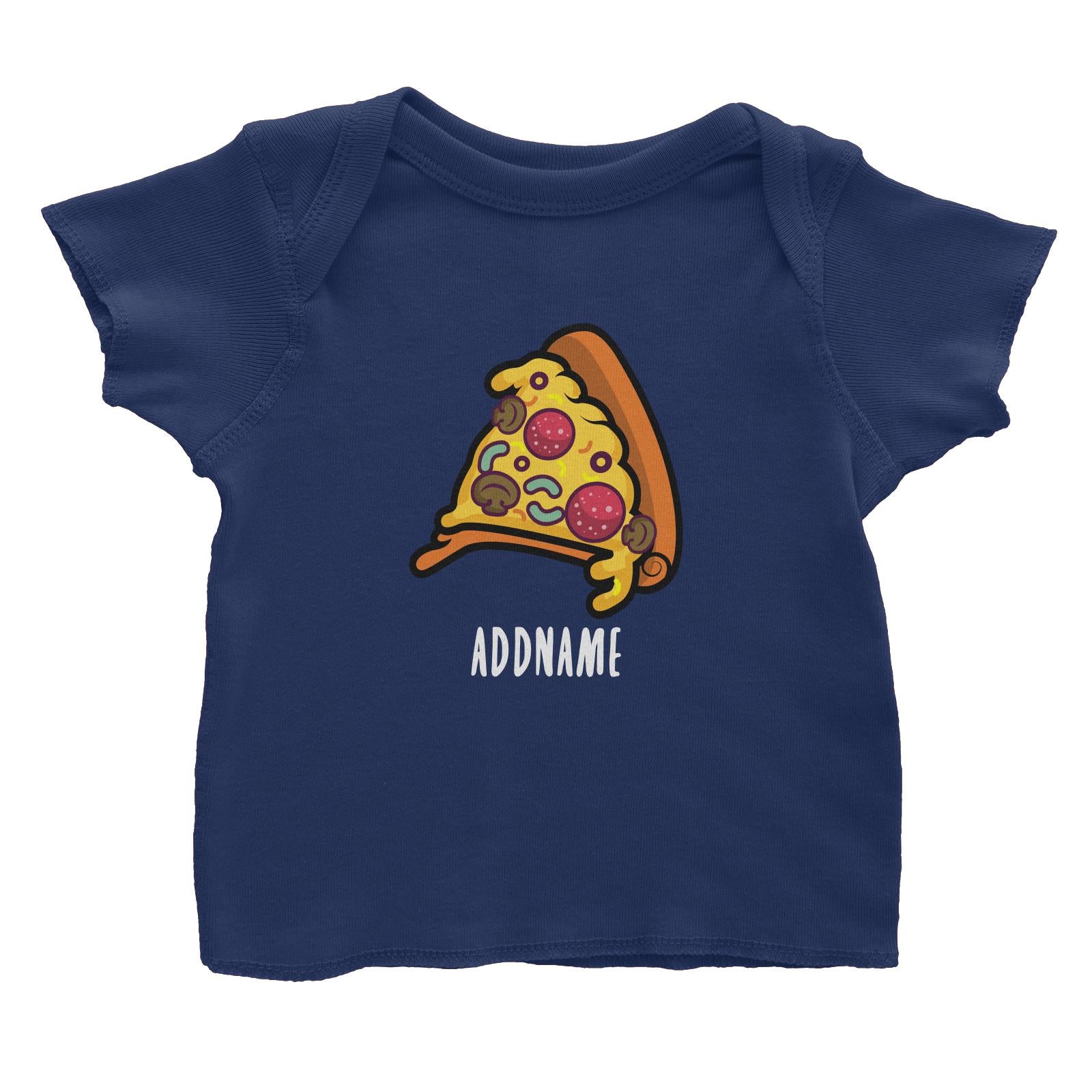 Fast Food Pizza Slice Addname Baby T-Shirt  Matching Family Comic Cartoon Personalizable Designs