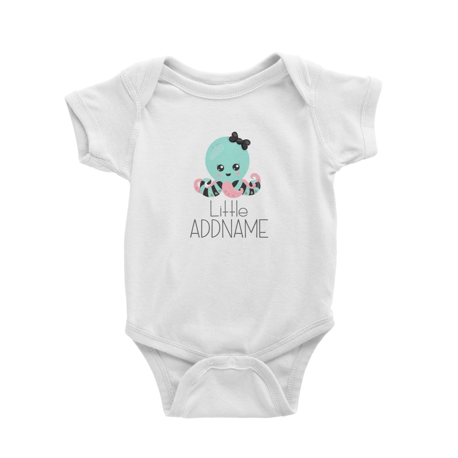 Nursery Animals Little Octopus with Ribbon Addname White Baby Romper