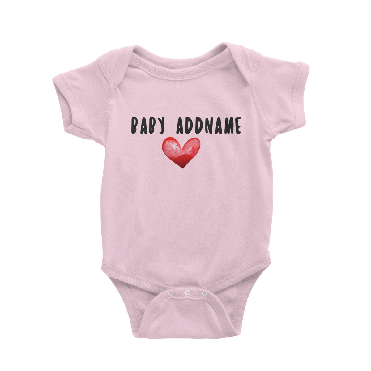 Baby Addname with Big Red Heart Baby Romper Personalizable Designs Basic Newborn