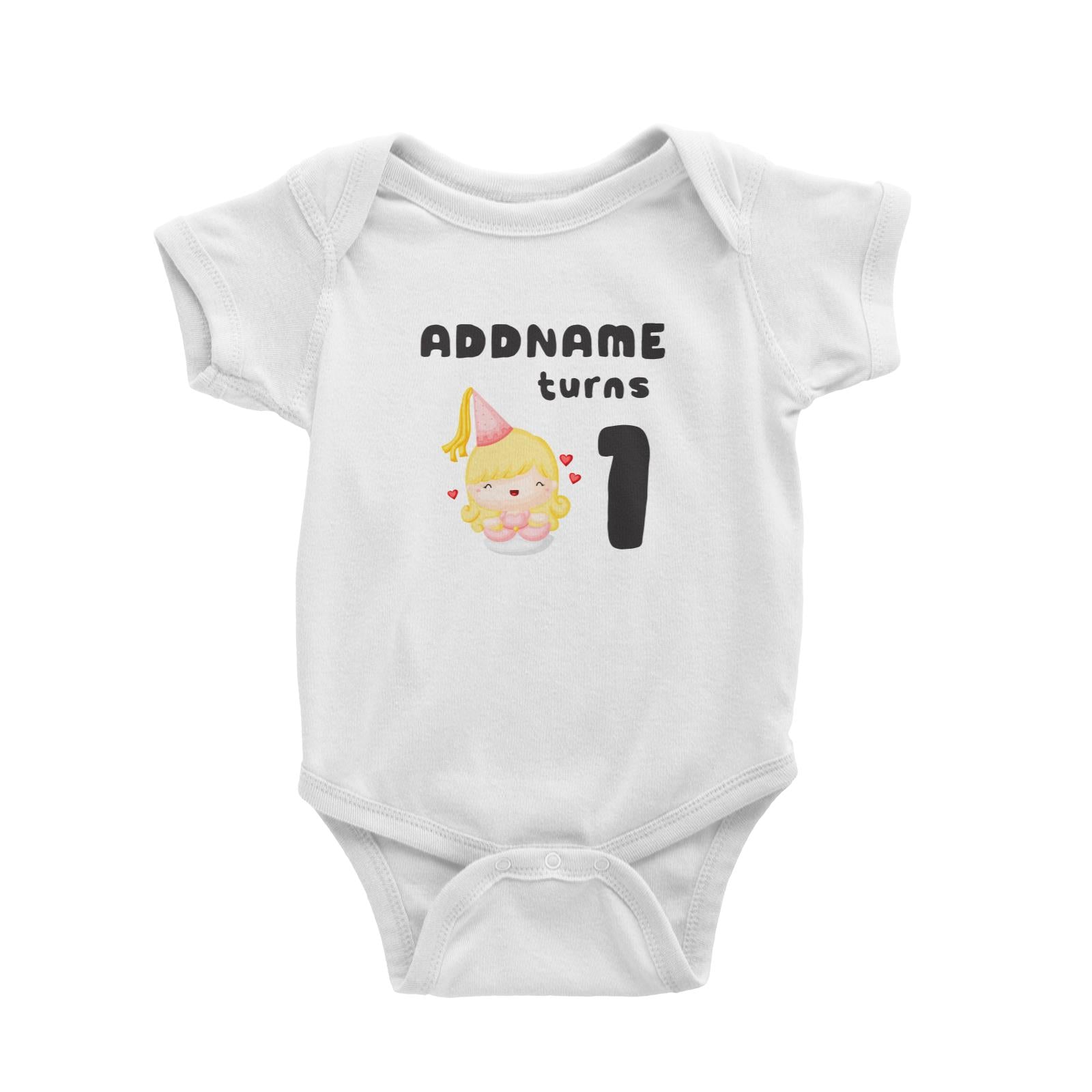 Birthday Royal Princess Girl Addname Turns 1 Baby Romper
